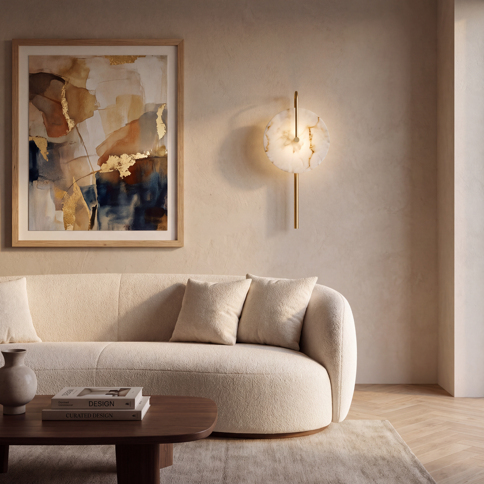 Livspace Carve Wall Light | White + Brass