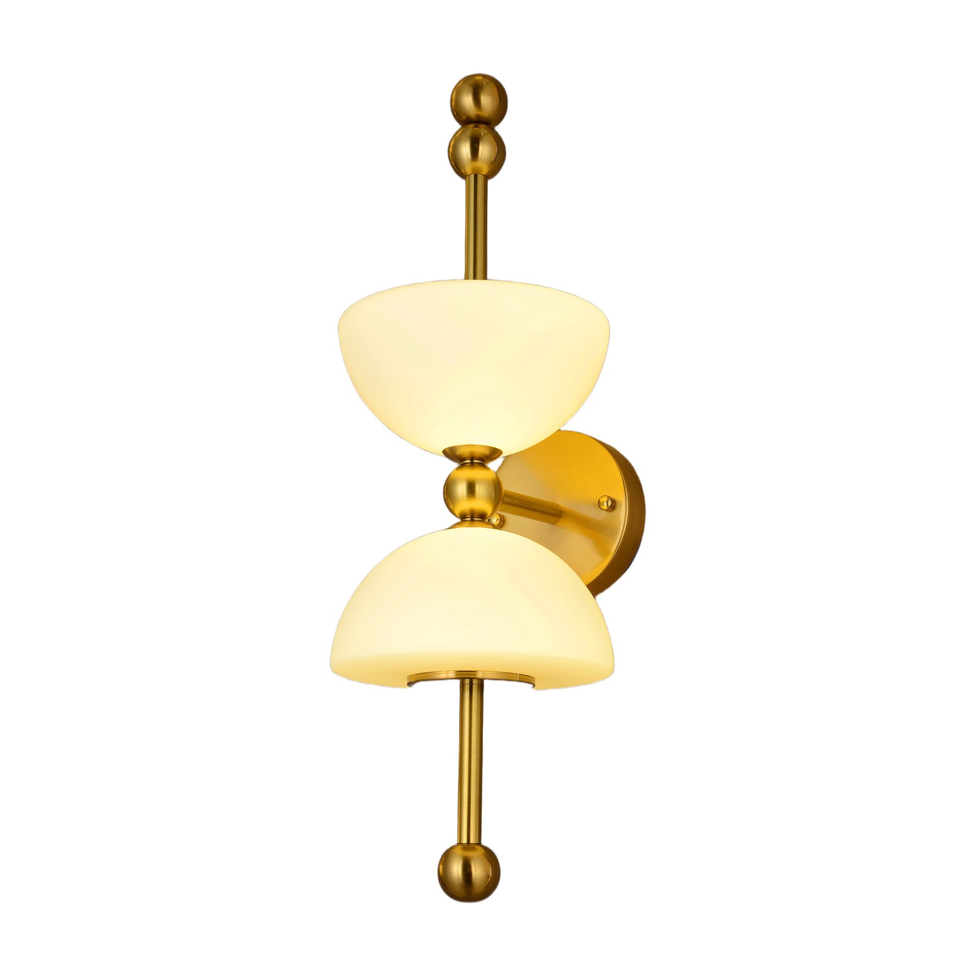 Livspace Coupe Twin Wall Light | White + Brass