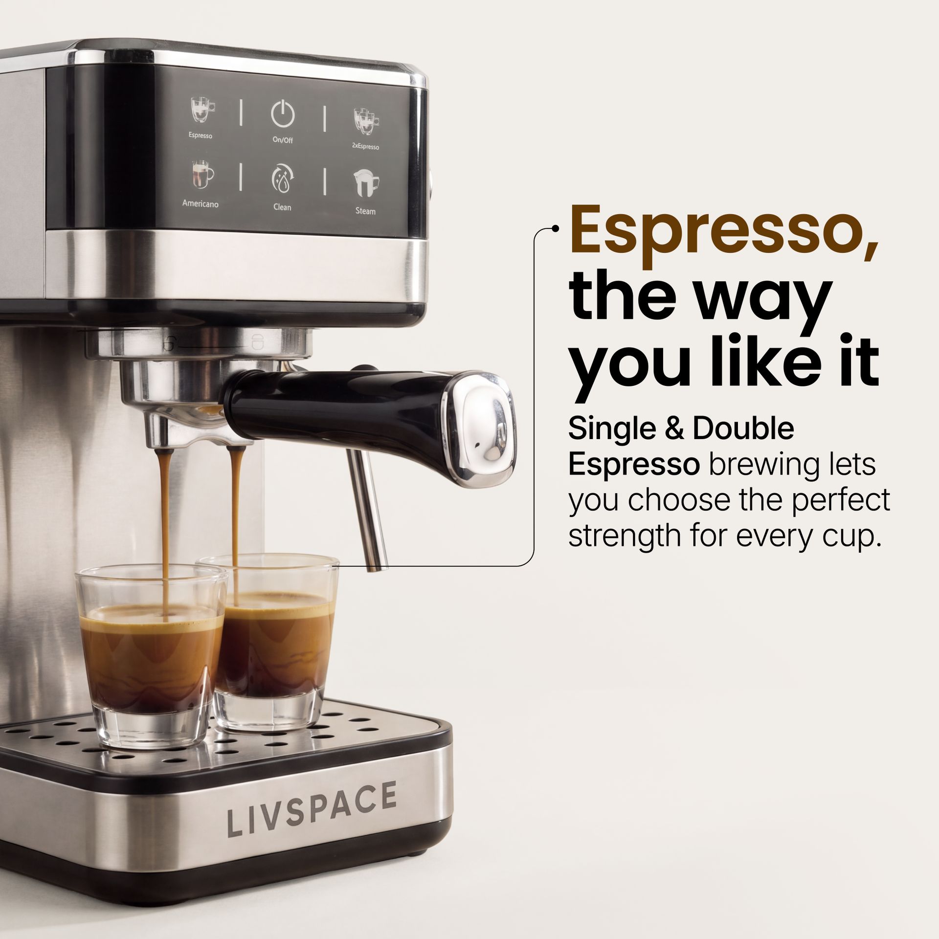 Livspace Espresso Coffee Machine 1.2 L - Digital
