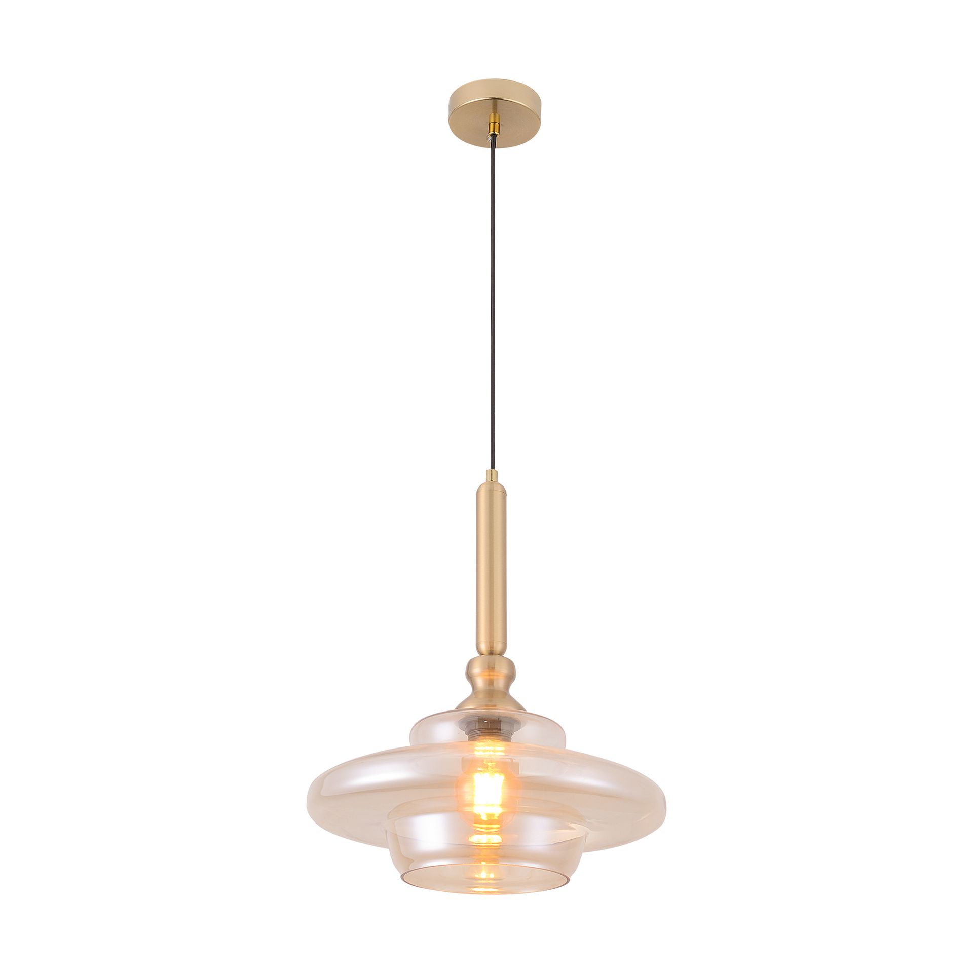Livspace Float Pendant | Amber + Brass