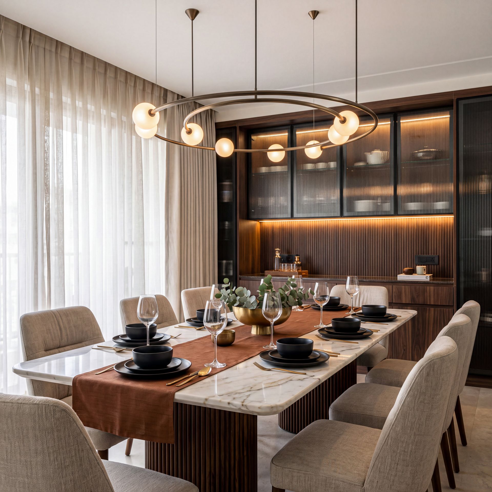 Livspace Galaxy 8 Head Chandelier | Black or Brass