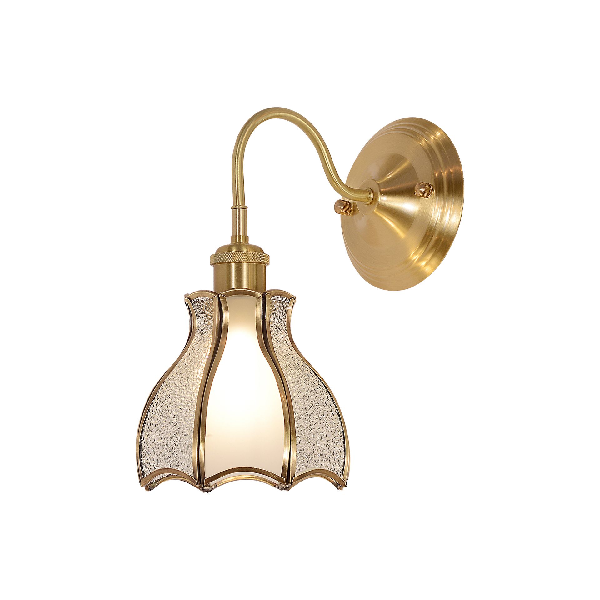 Livspace Gild Wall Light | White + Antique Brass