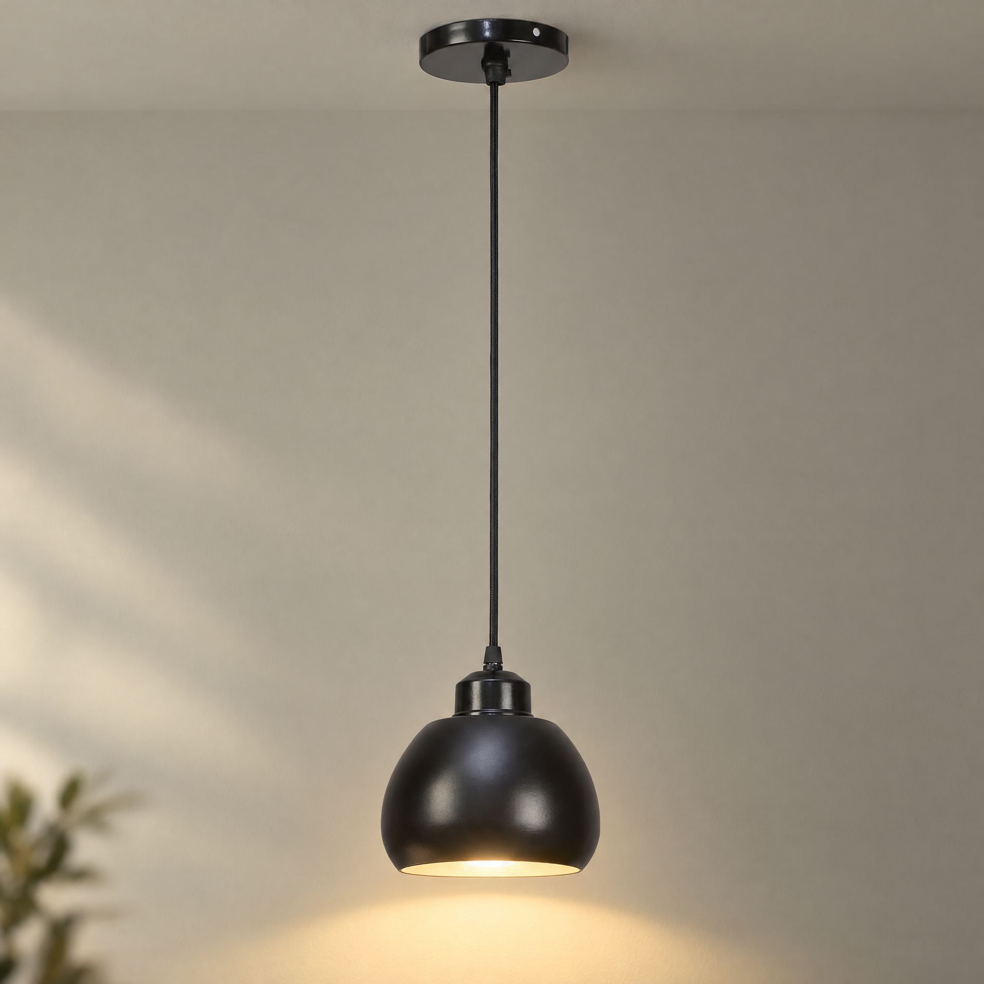 Livspace Jeny Muuto Black Metal Pendant Light | Black