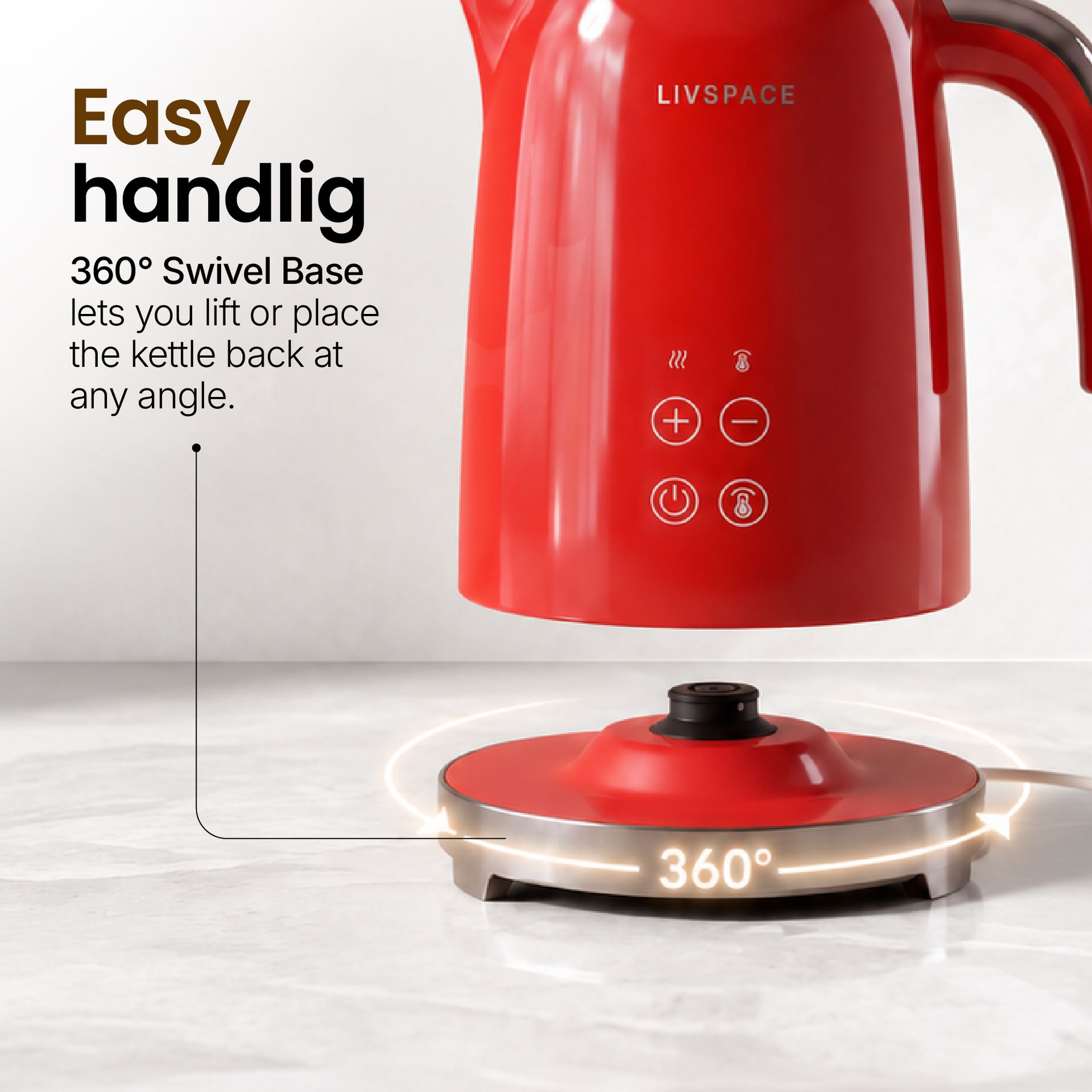 Livspace Digital Kettle 1 L - Red
