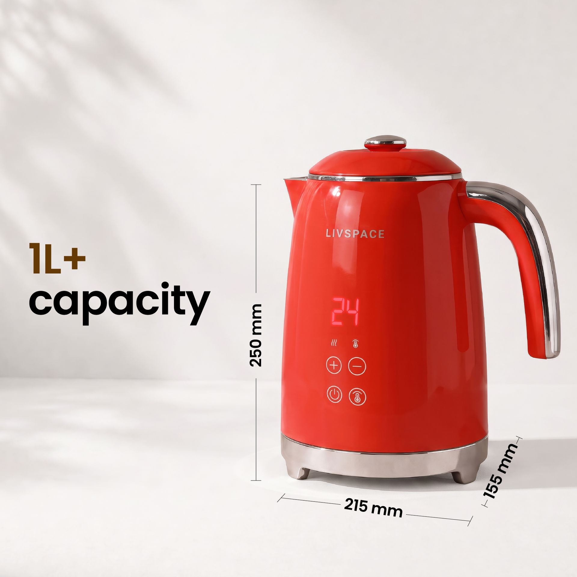 Livspace Digital Kettle 1 L - Red