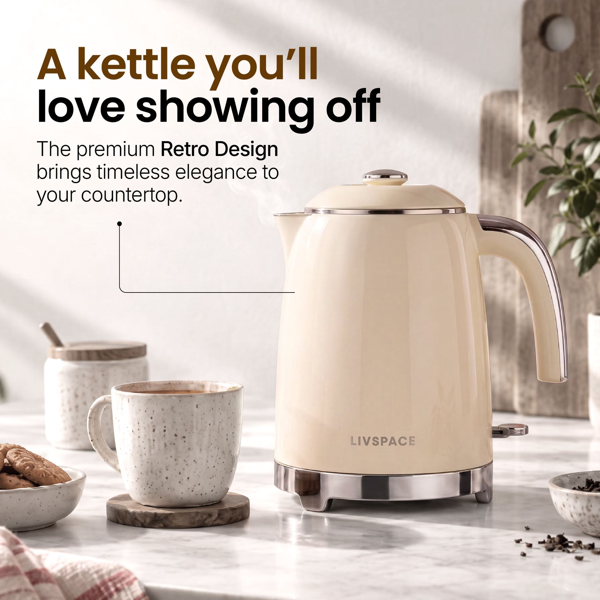 Livspace Kettle 1 L - Ivory