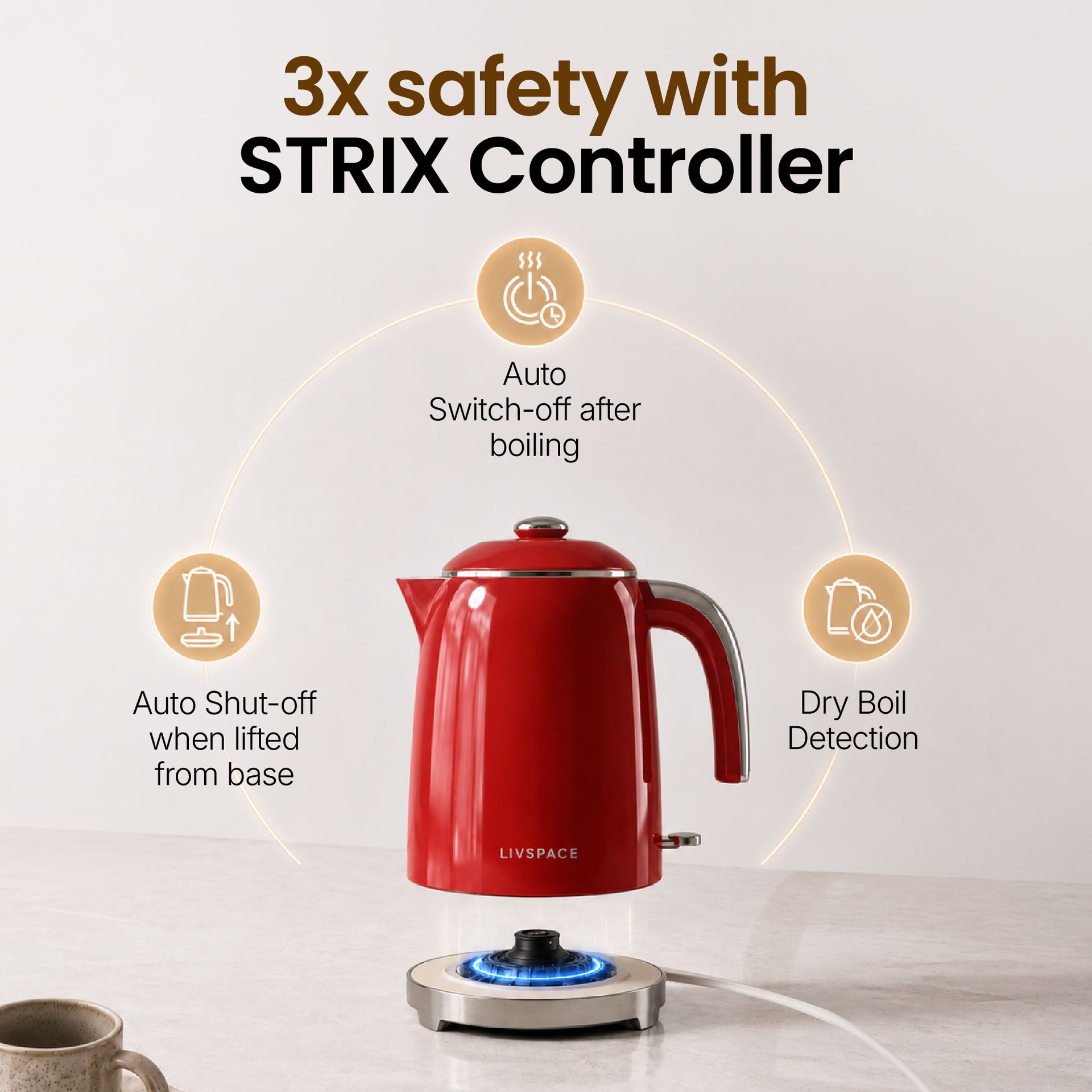 Livspace Kettle 1 L - Red