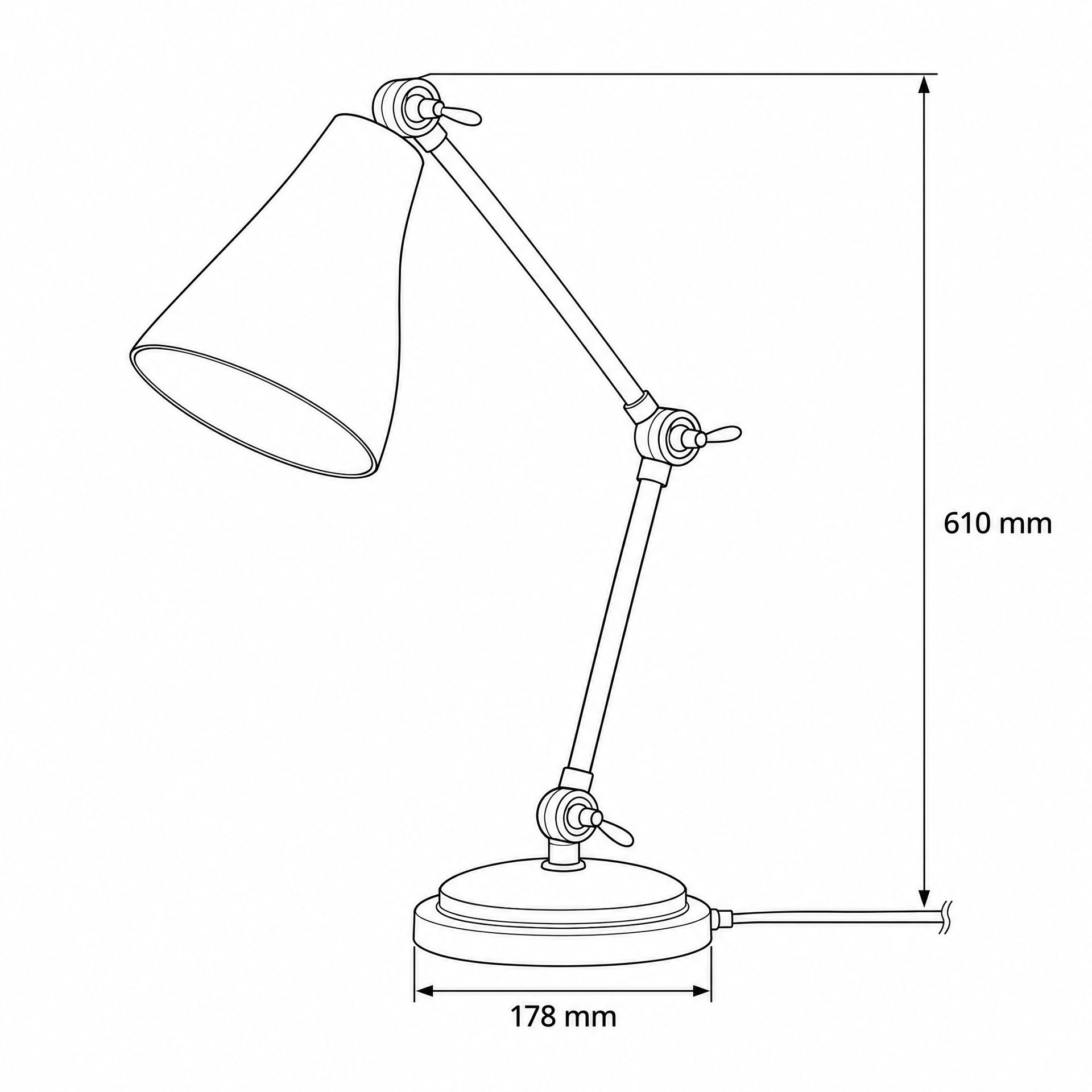Livspace Leanne Ford Black Metal Study Lamp | Black Matt