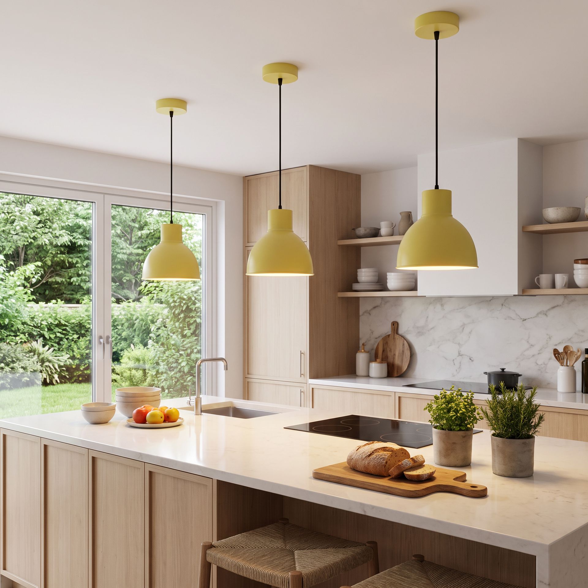 Livspace Lucan Opi Yellow Metal Pendant Light | Yellow