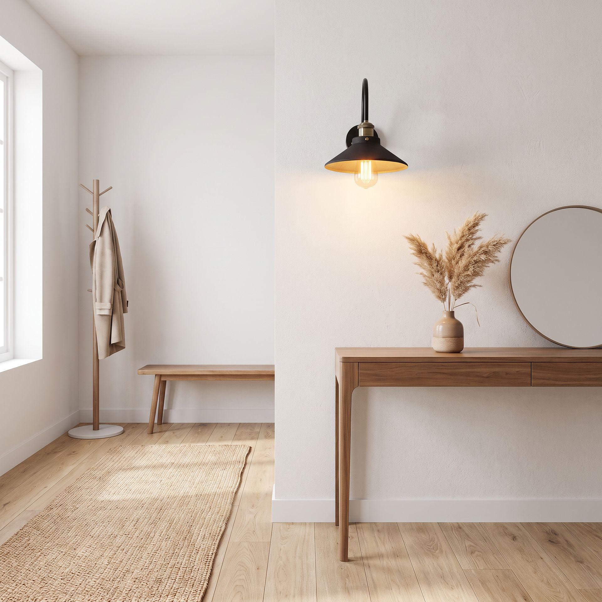 Livspace Matera Black Metal Wall Light | Black