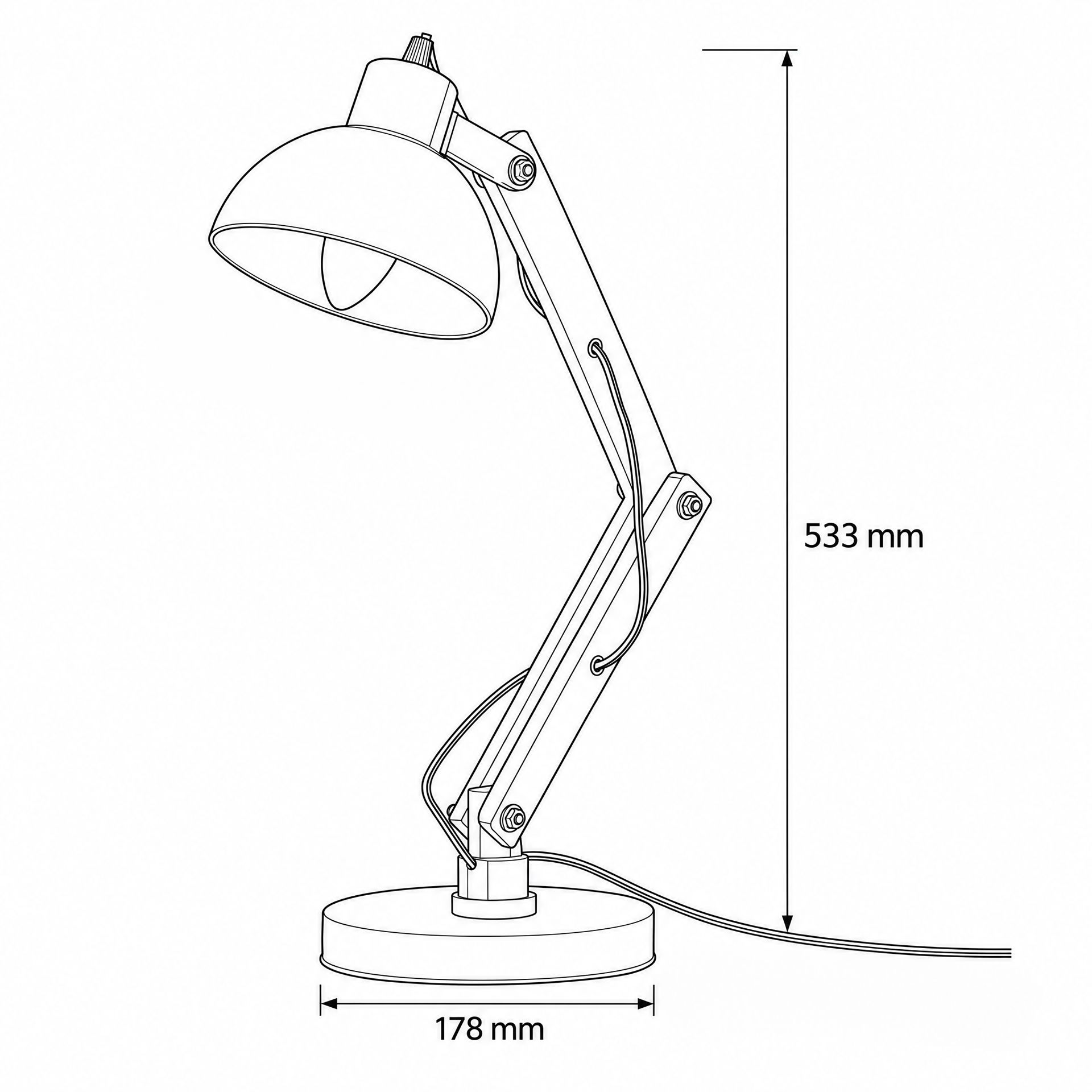 Livspace Modern Nordic Wood & Metal With Black Base Study Lamp | Black