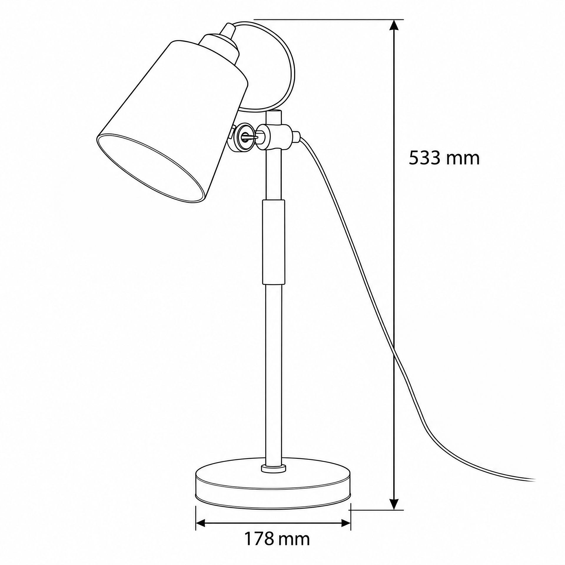 Livspace Modern Nordic Wood & Metal With Black Base Study Lamp | Black