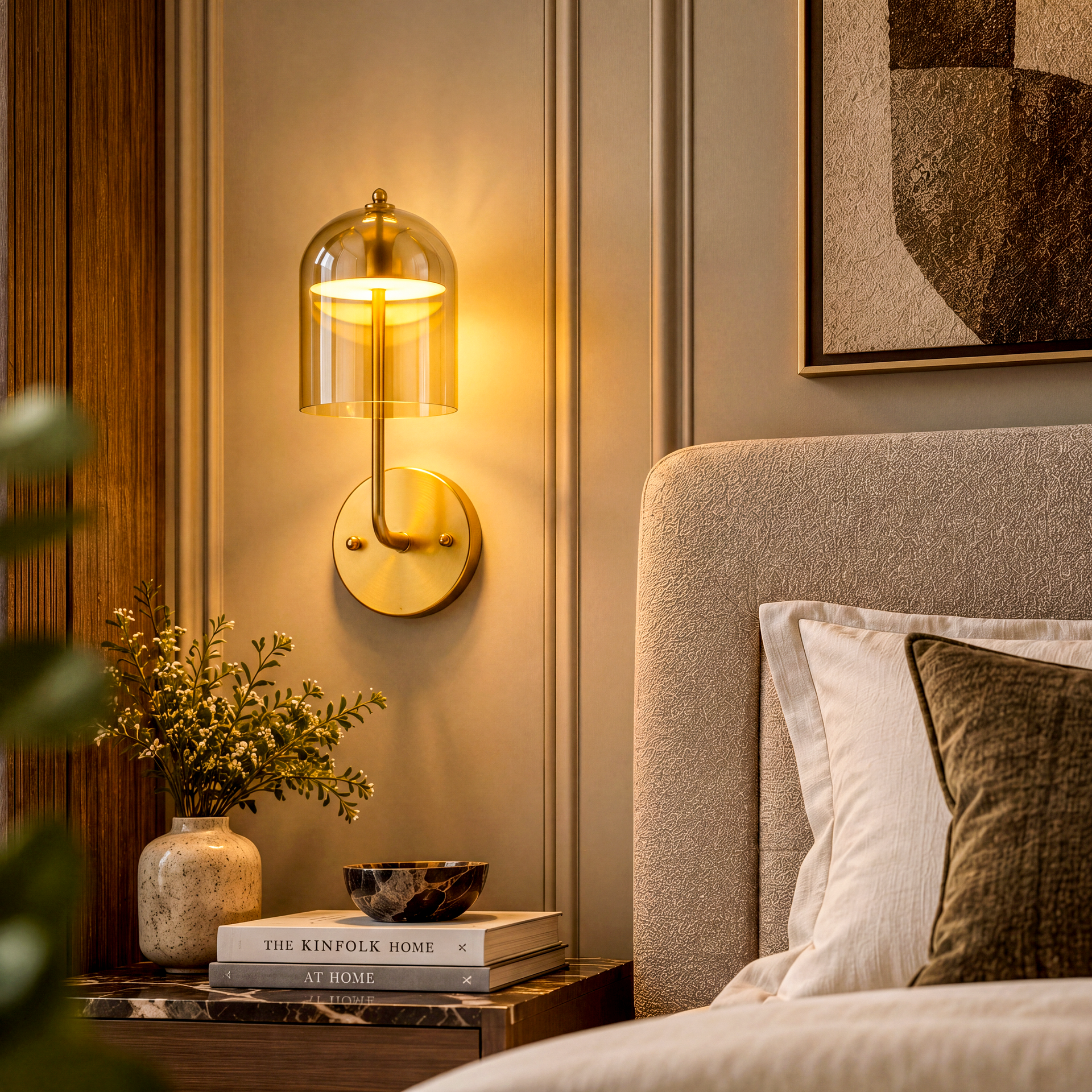 Livspace Peal Wall Light | Gold + Amber