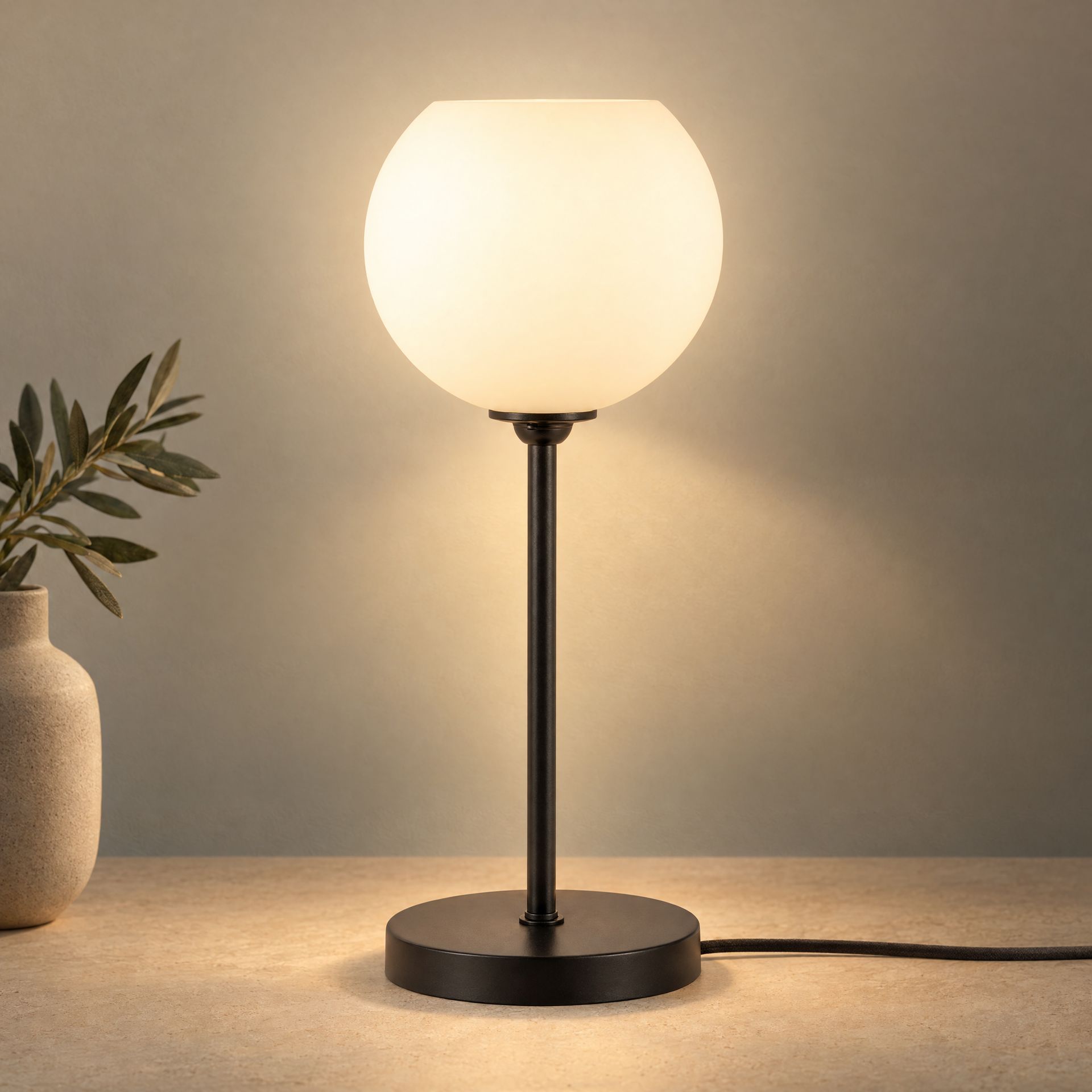 Livspace Possini Euro Black Metal Table Lamp | Black Matt
