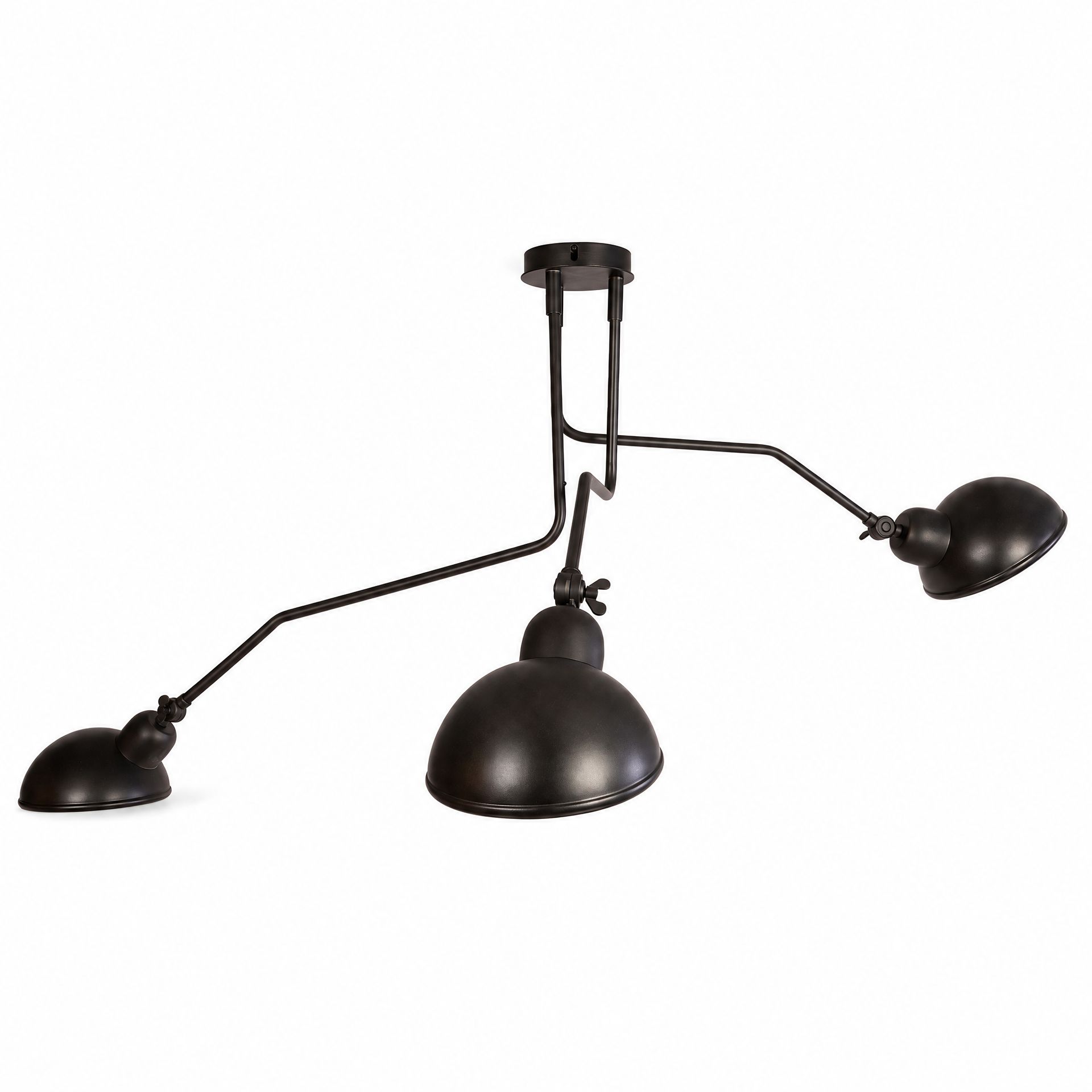 Livspace Rotating Arm 3 Head Chandelier | Matt Black