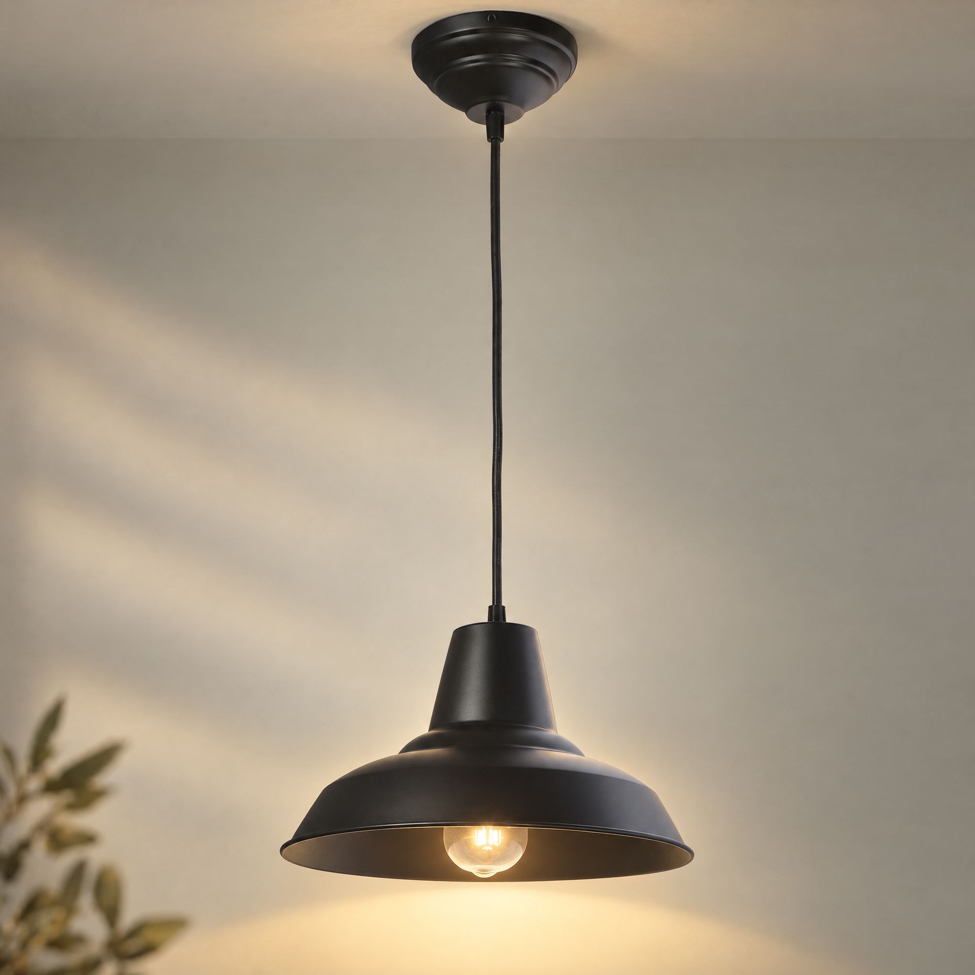 Livspace Stellar Opi Black Metal Pendant Light | Black
