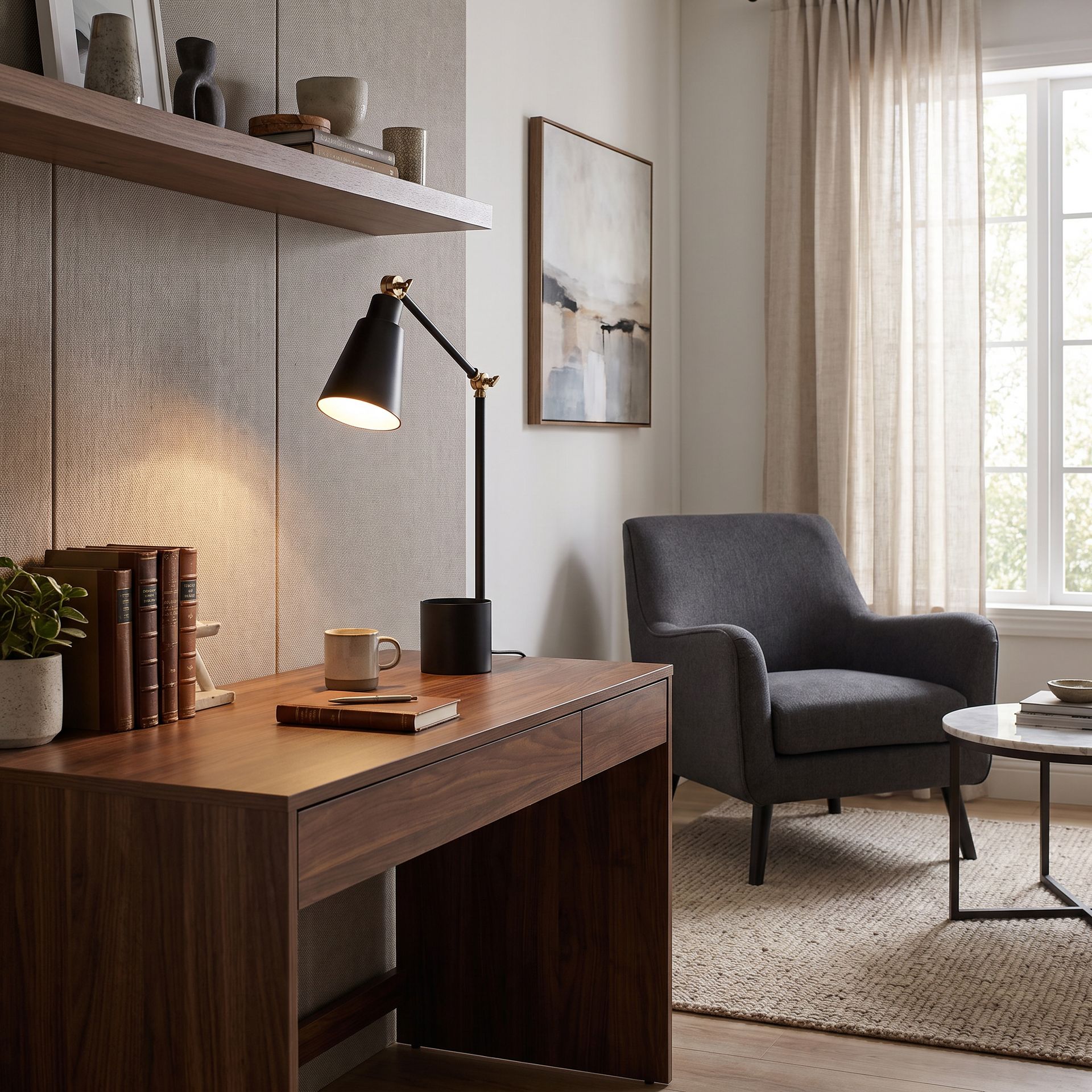 Livspace Toby Black With Metal Base Study Lamp | Black