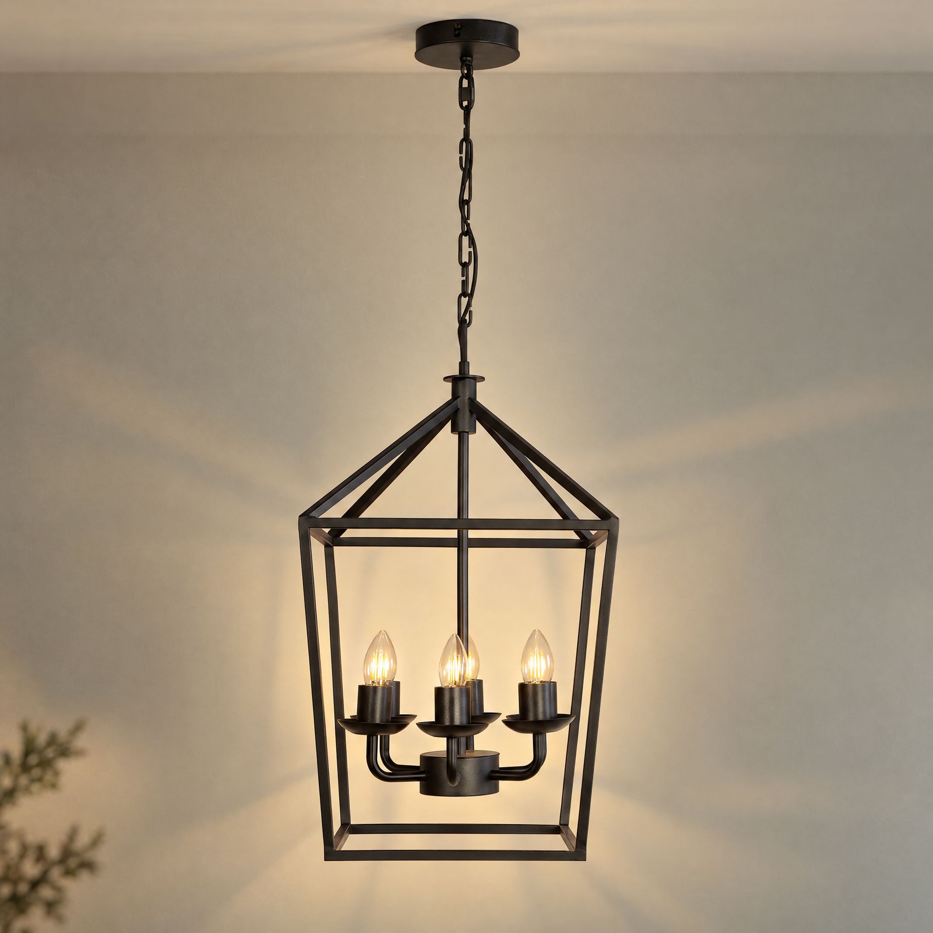 Livspace Velsa 6 Lt 6 Head Chandelier | Matt Black