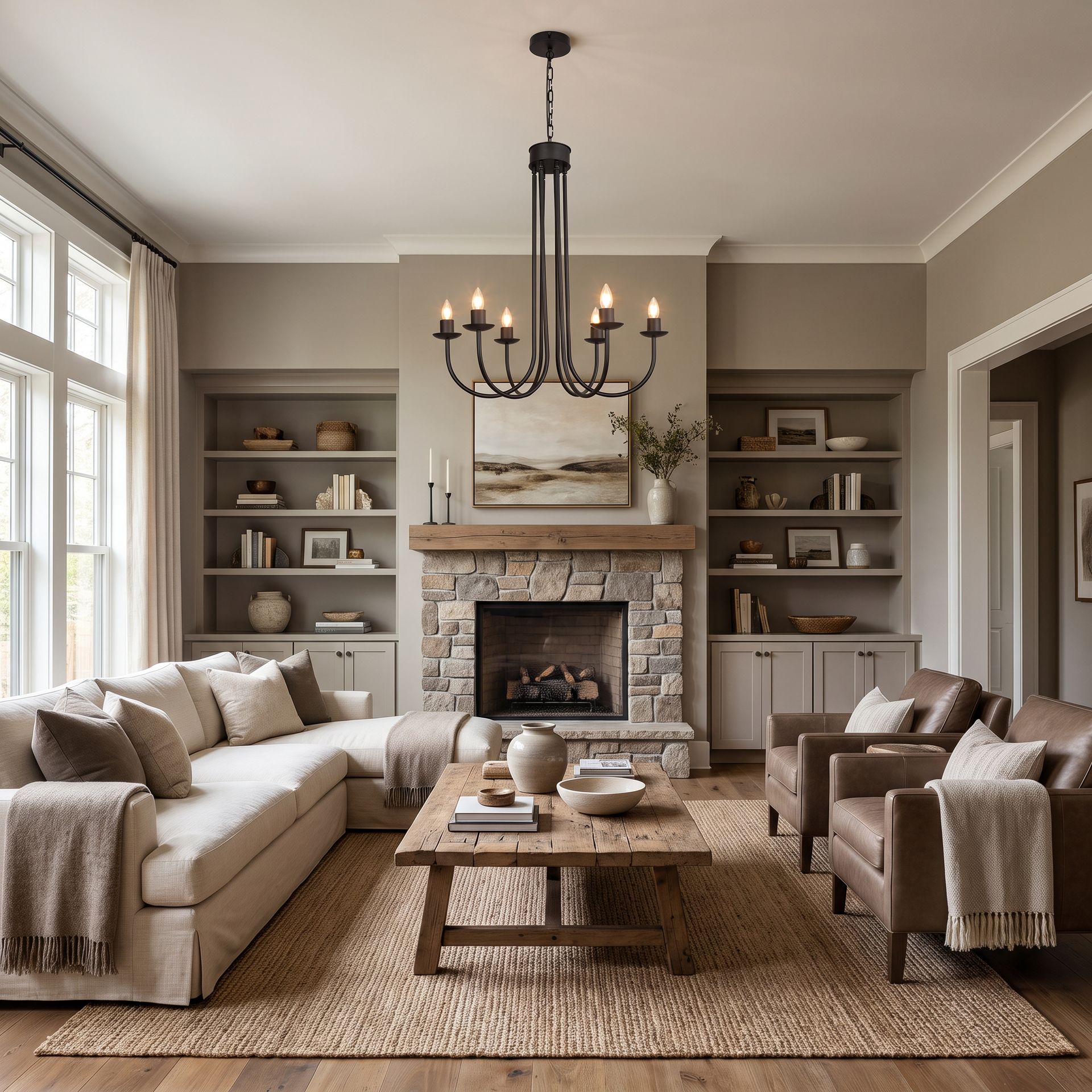 Livspace Volfin 6 Lt 6 Head Chandelier | Matt Black