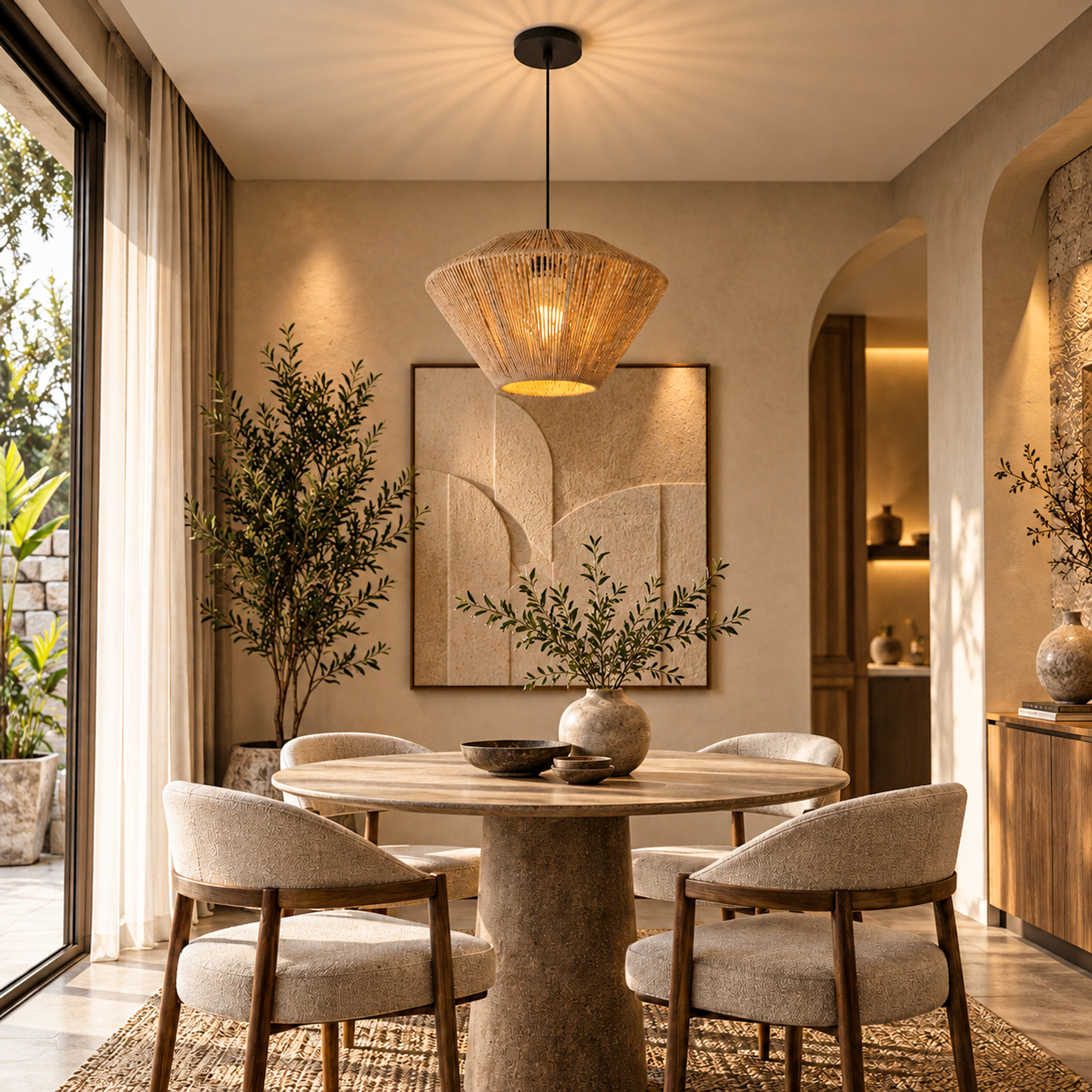 Livspace Weft Pendant | Natural Beige