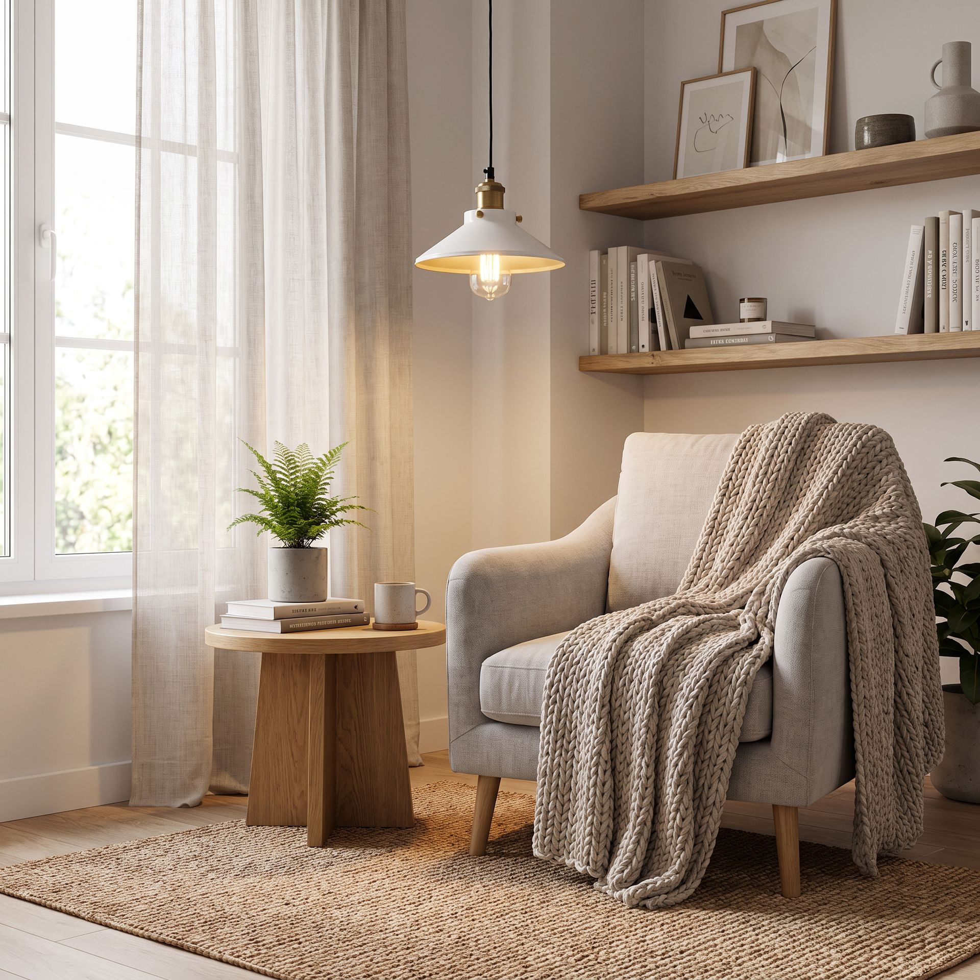 Livspace Zalto Nora White Metal Pendant Light | White