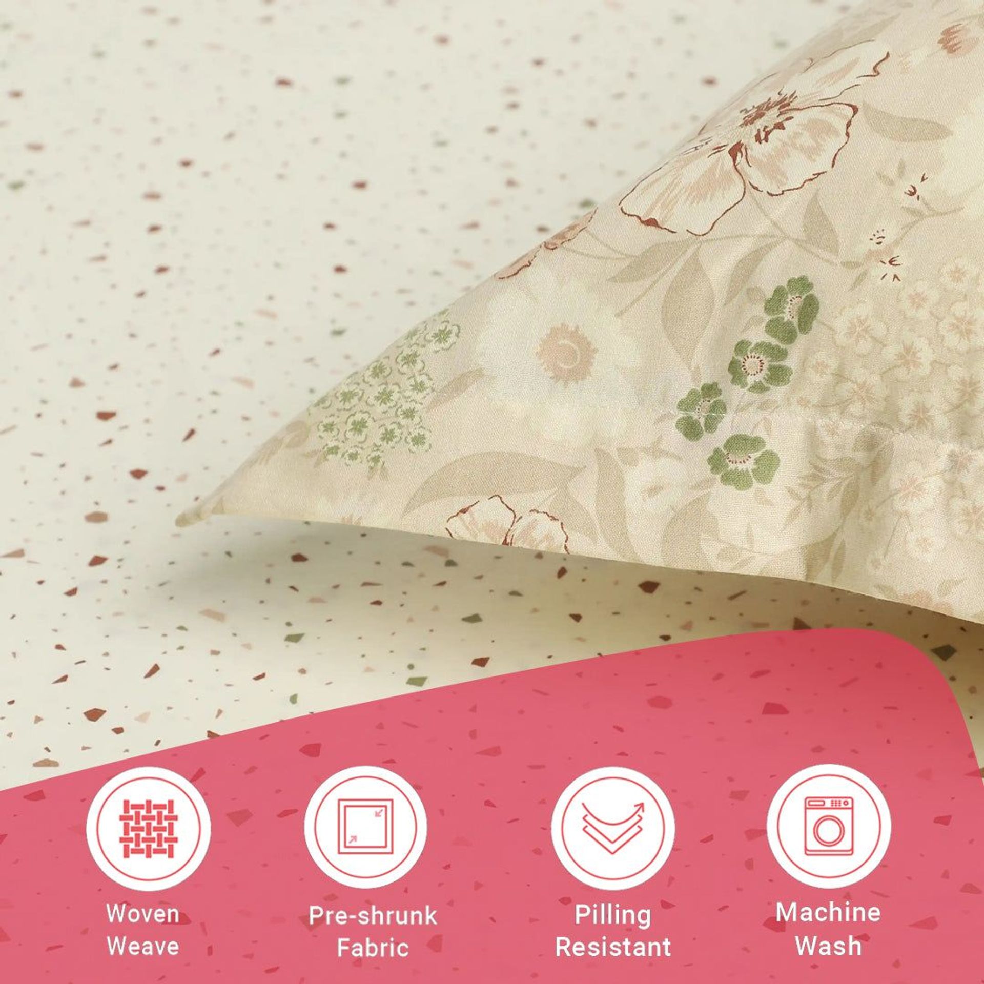 Floral Geometric 144 TC 100% Cotton Cream Bloom King Fitted Sheet Set | Mishella