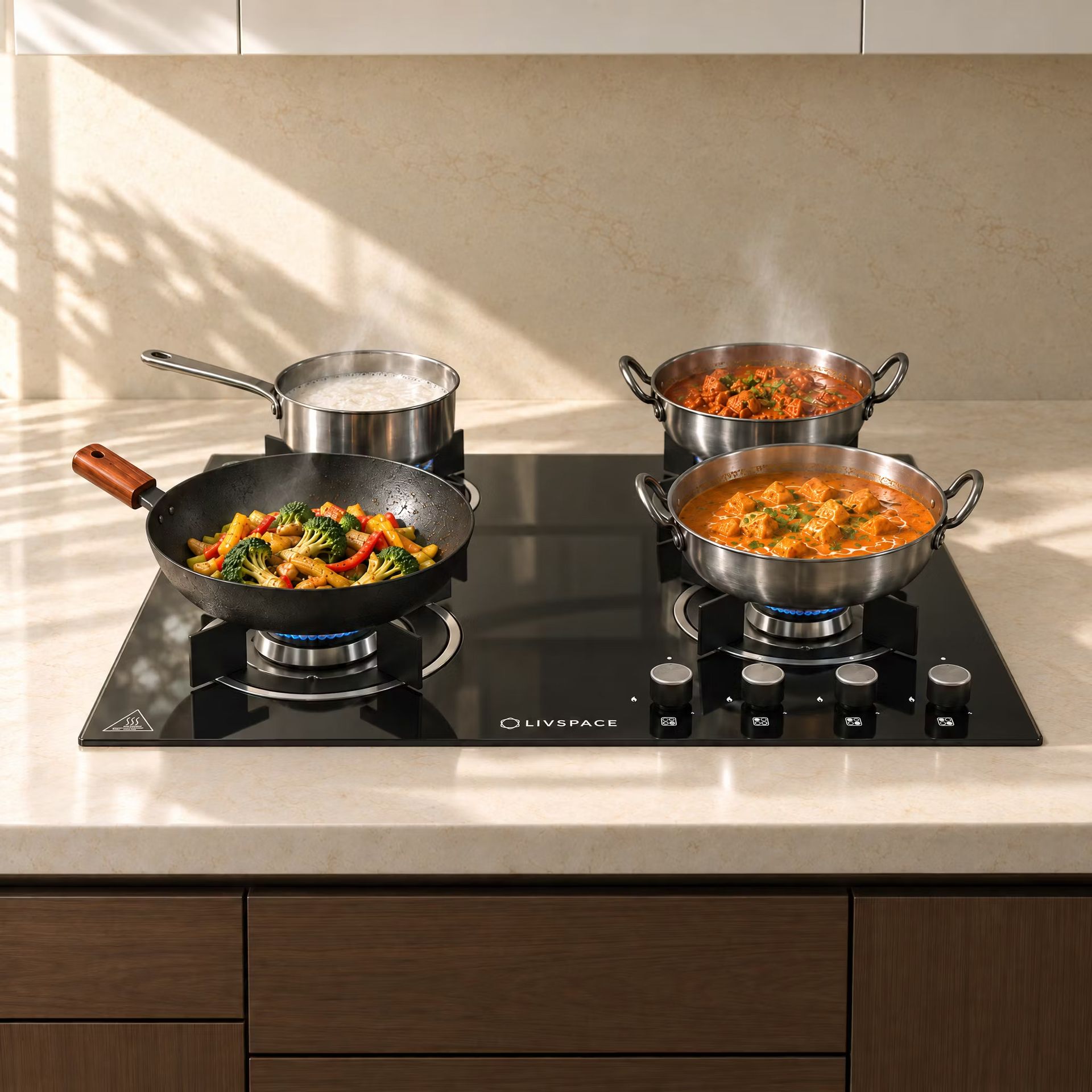 Optima Gloss 4-burner Brass Hob | Auto Ignition - 60 cm