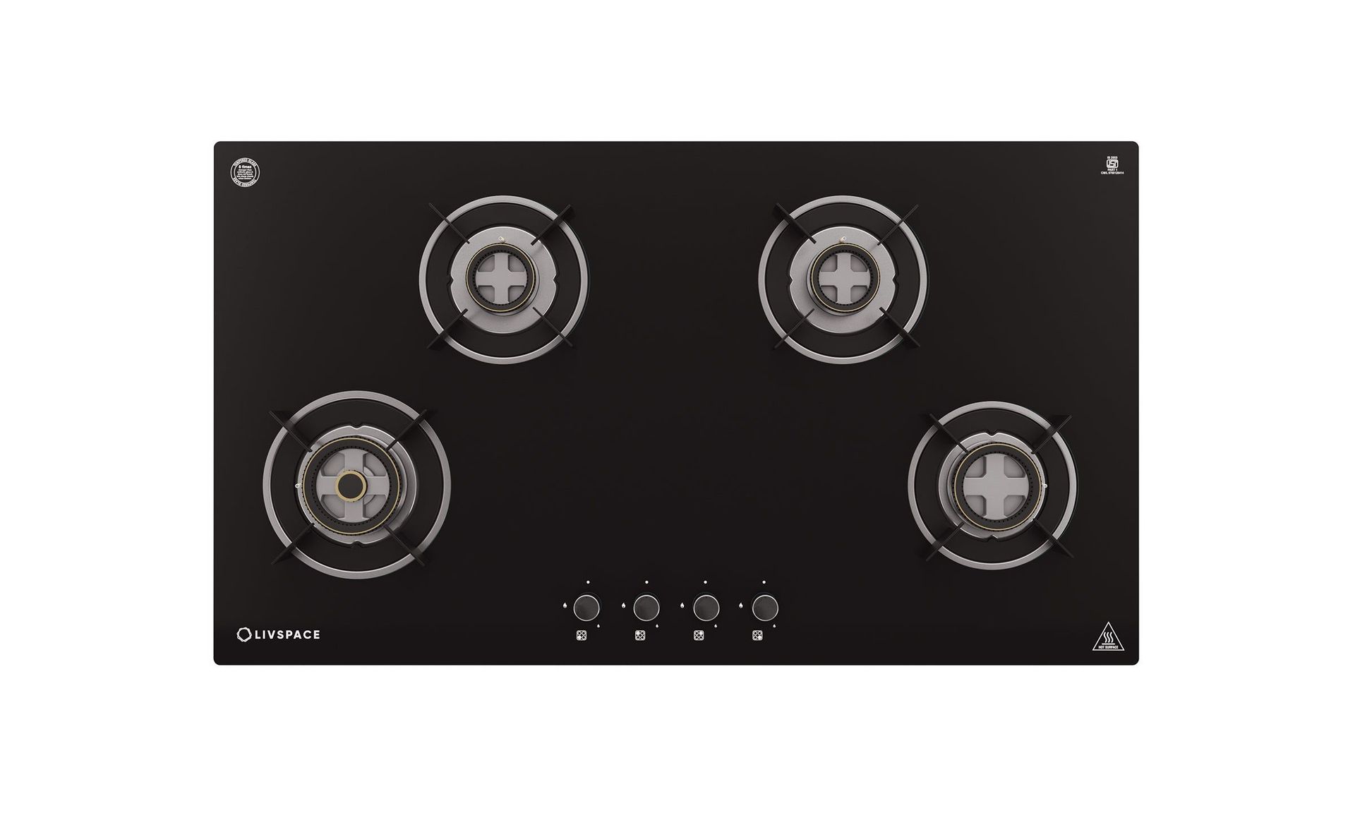 Optima Gloss 4-burner Brass Hob | Auto Ignition - 90 cm