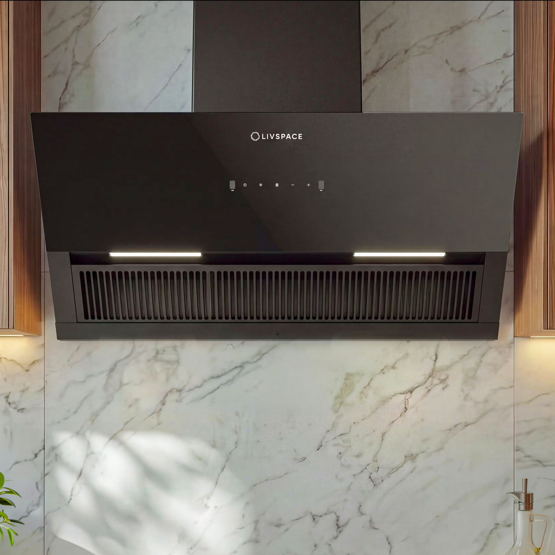 Optima 90 cm Inclined Chimney | Ducted 1200 m3/h Suction | Auto Clean