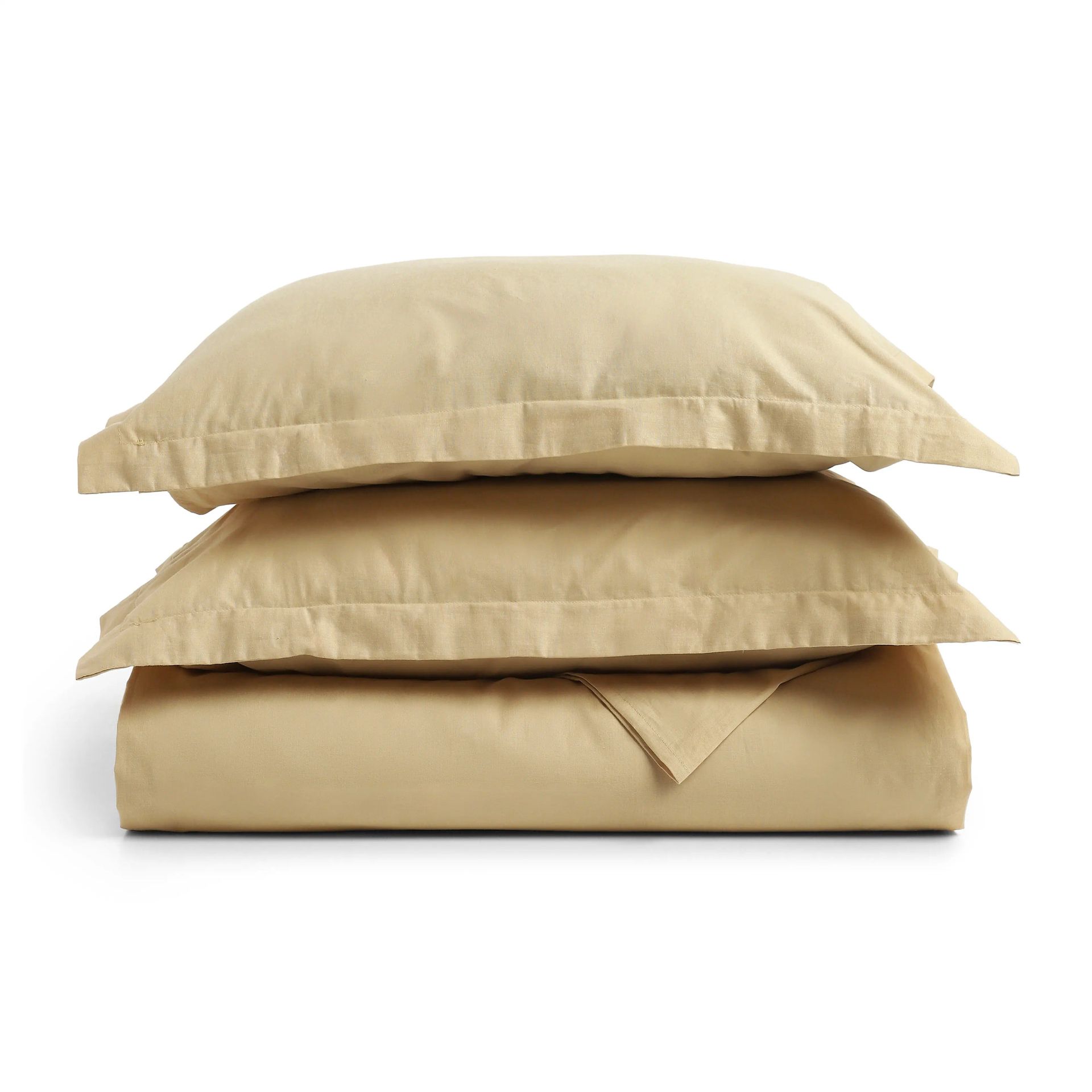 Solid Dyed 144 TC 100% Cotton Beige Double Bedsheet Set | Paleto