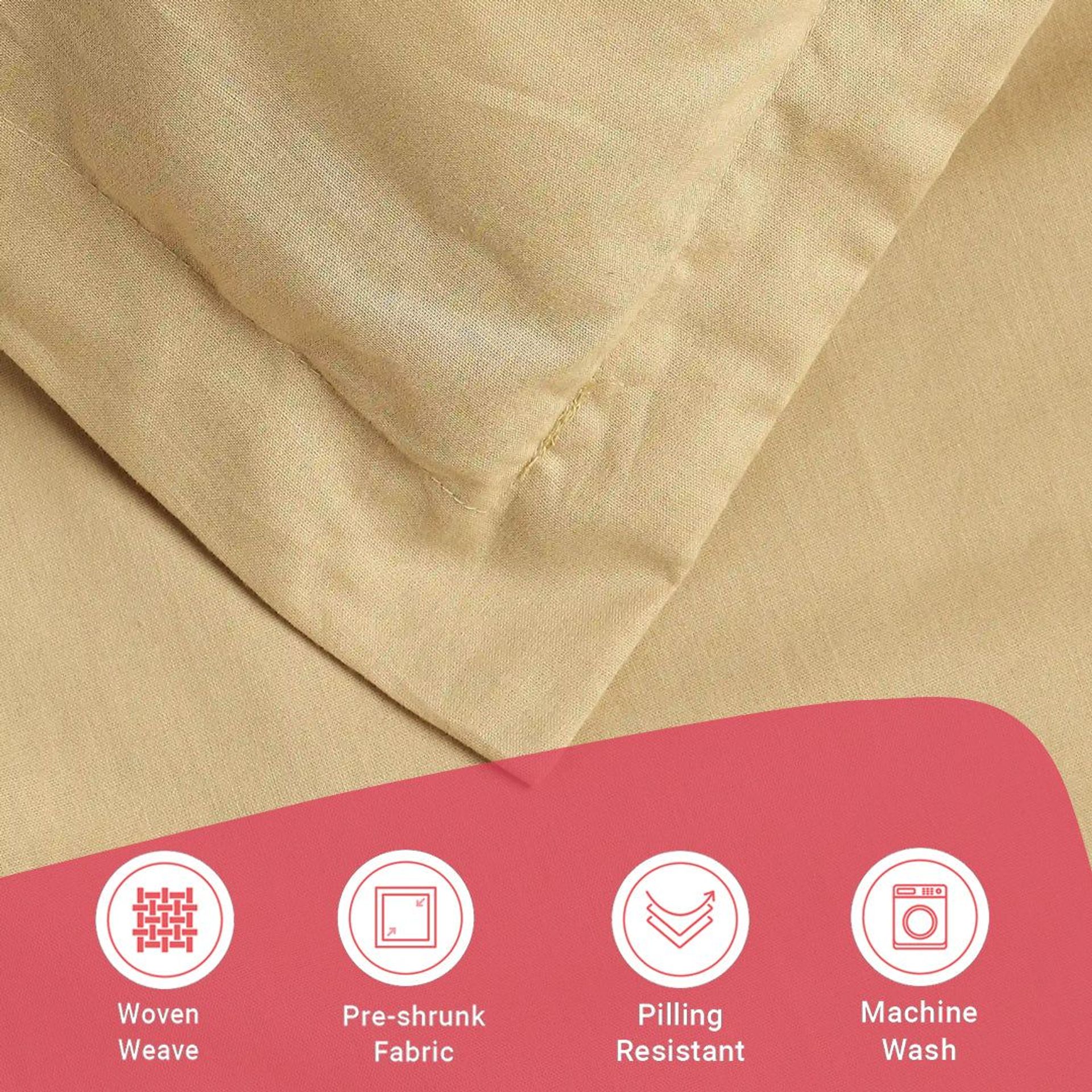 Solid Dyed 144 TC 100% Cotton Beige Double Bedsheet Set | Paleto