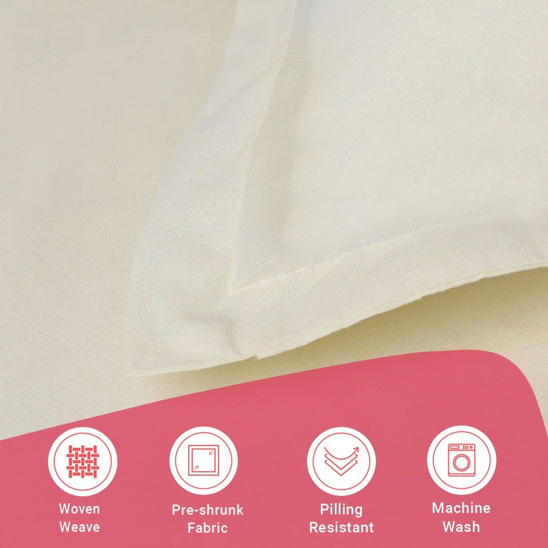 Solid Dyed 144 TC 100% Cotton Ivory Super King Bedsheet Set | Paleto