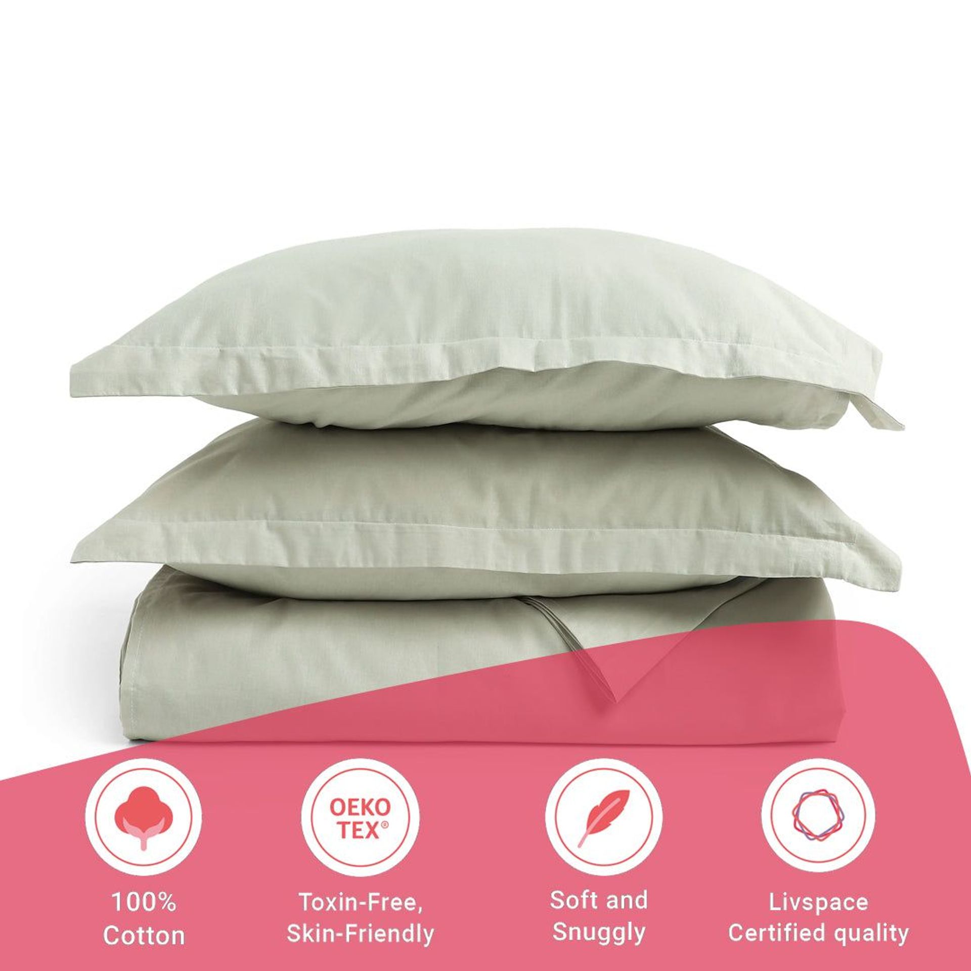 Solid Dyed 144 TC 100% Cotton Silver Super King Bedsheet Set | Paleto