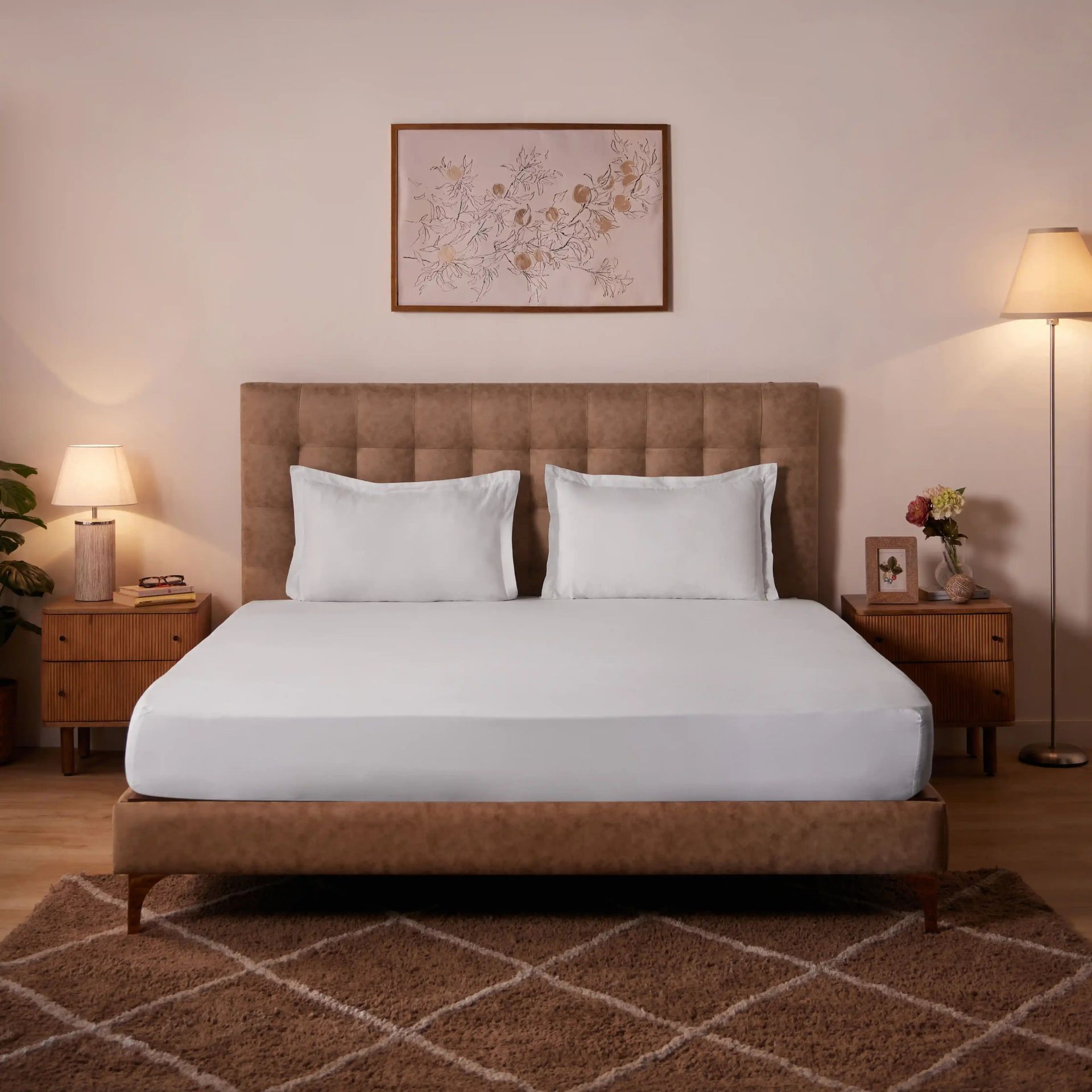 Solid Dyed 144 TC 100% Cotton White Double Bedsheet Set | Paleto