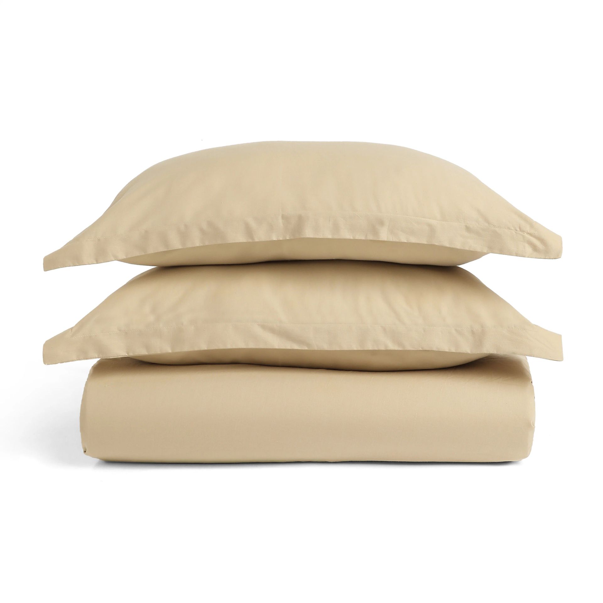 Solid Dyed 144 TC 100% Cotton Beige King Fitted Sheet Set | Paleto