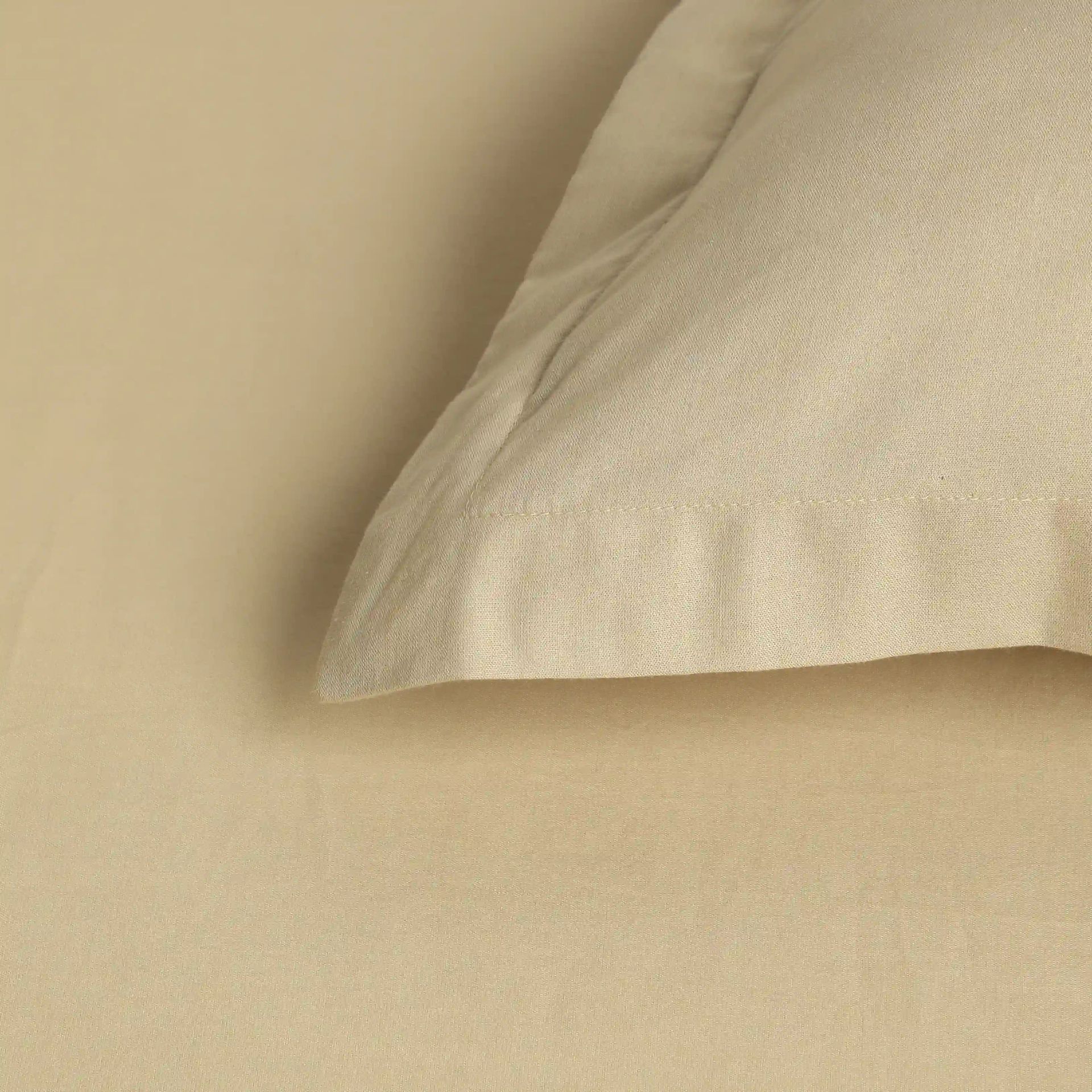 Solid Dyed 144 TC 100% Cotton Beige King Fitted Sheet Set | Paleto