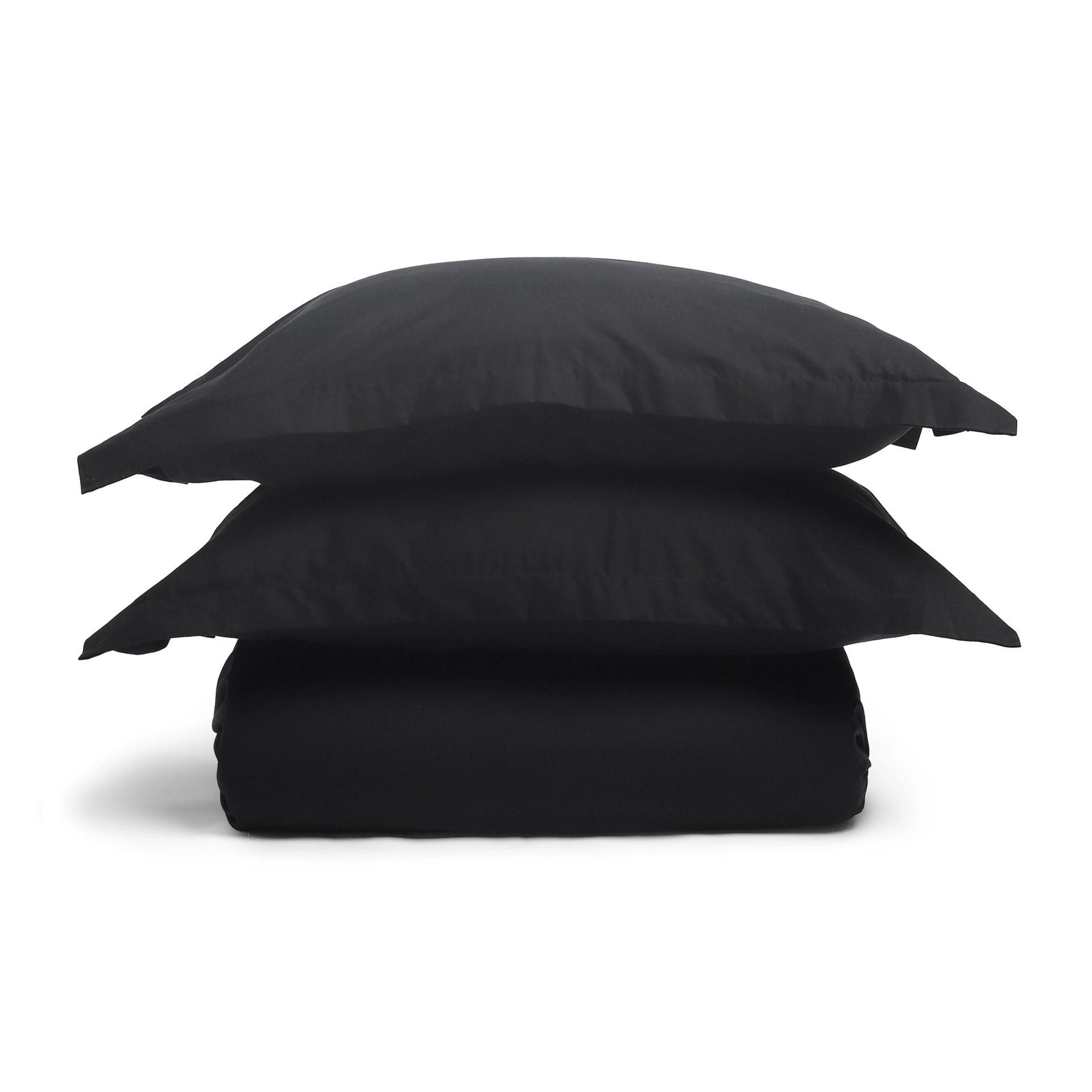Solid Dyed 144 TC 100% Cotton Black Queen Fitted Sheet Set | Paleto