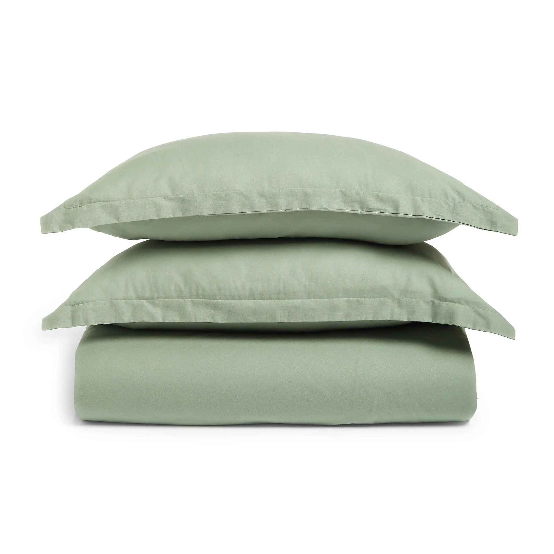 Solid Dyed 144 TC 100% Cotton Green Sage King Fitted Sheet Set | Paleto