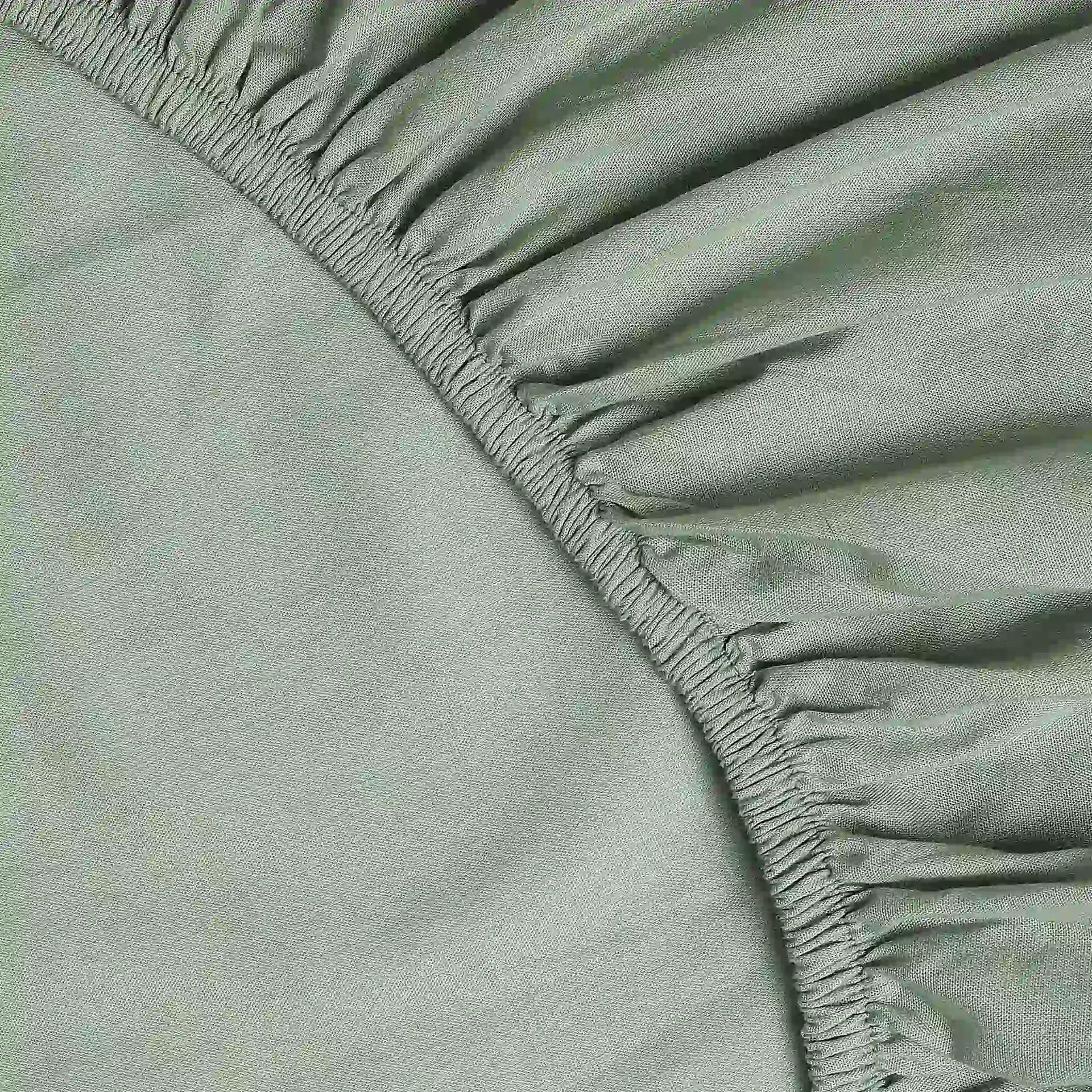 Solid Dyed 144 TC 100% Cotton Green Sage King Fitted Sheet Set | Paleto