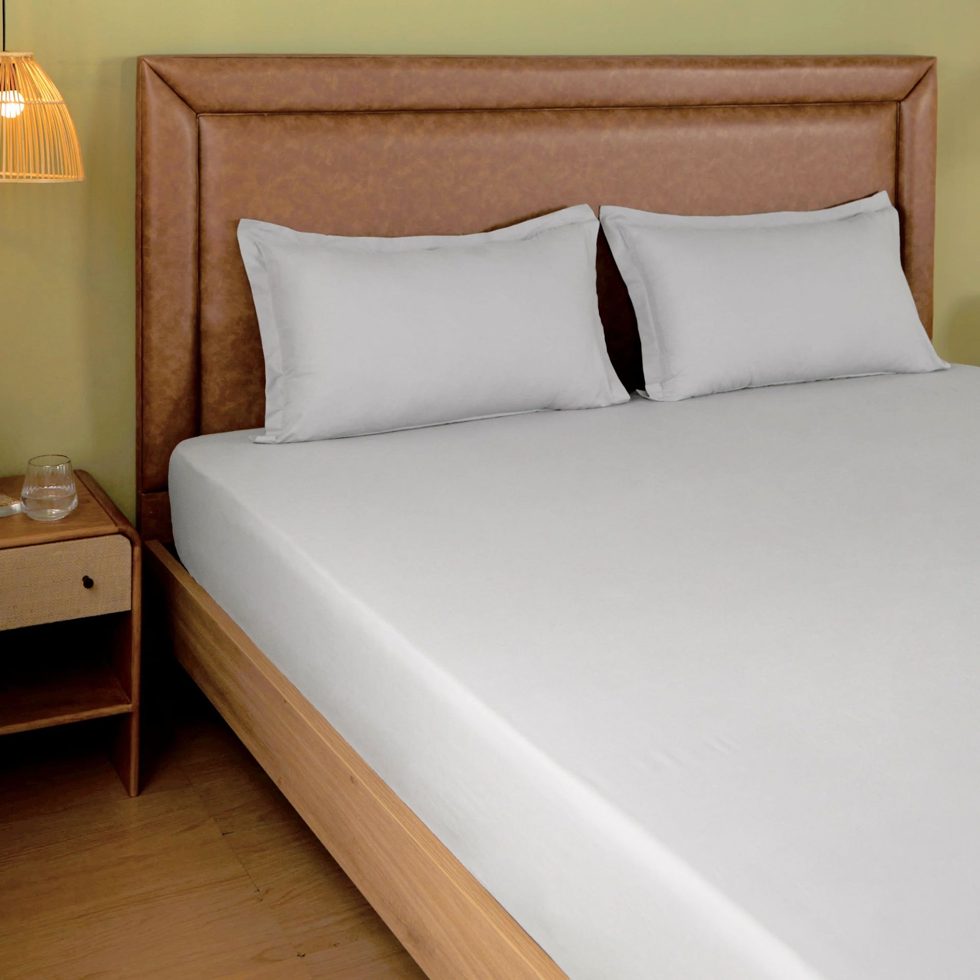 Solid Dyed 144 TC 100% Cotton Grey King Fitted Sheet Set | Paleto