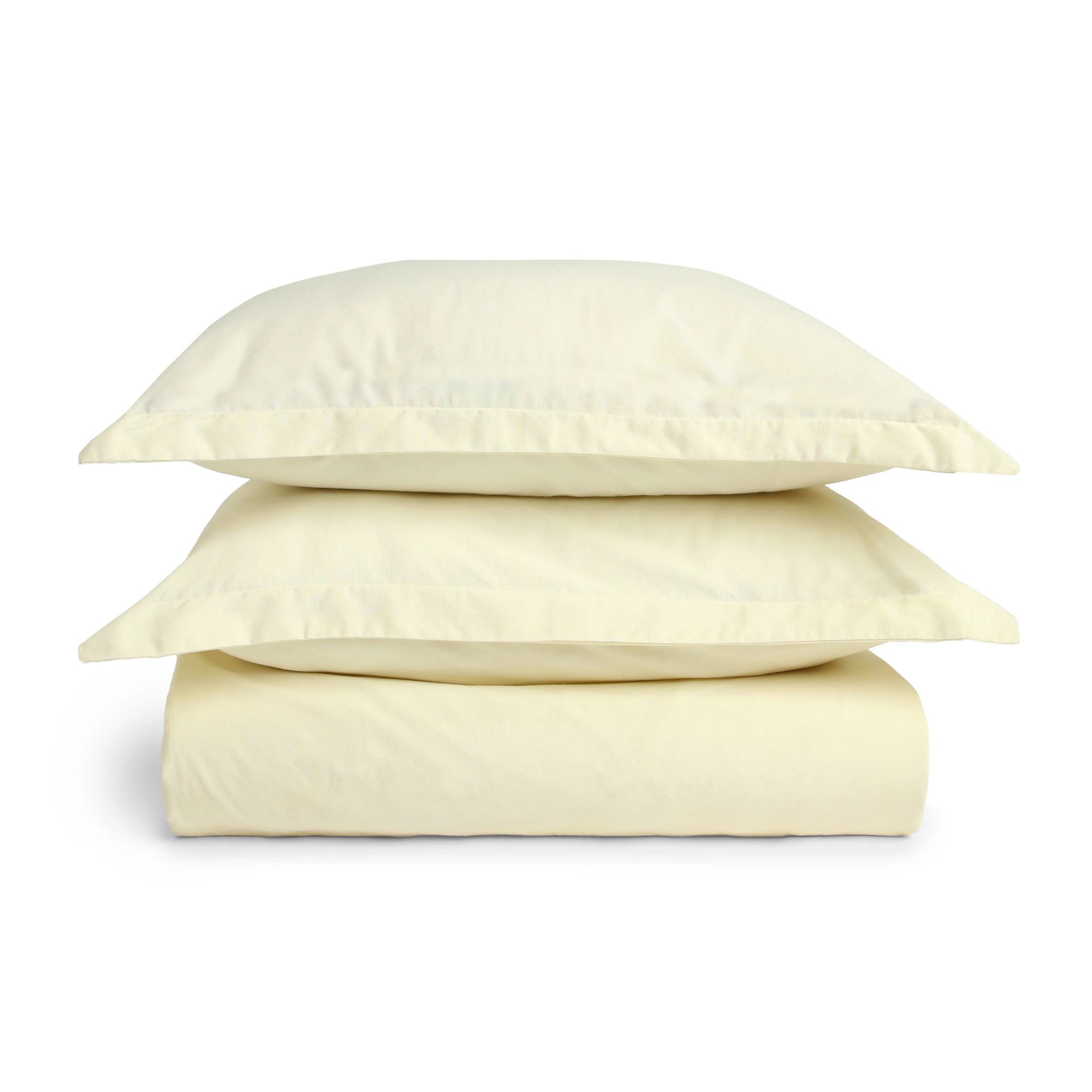 Solid Dyed 144 TC 100% Cotton Ivory Queen Fitted Sheet Set | Paleto