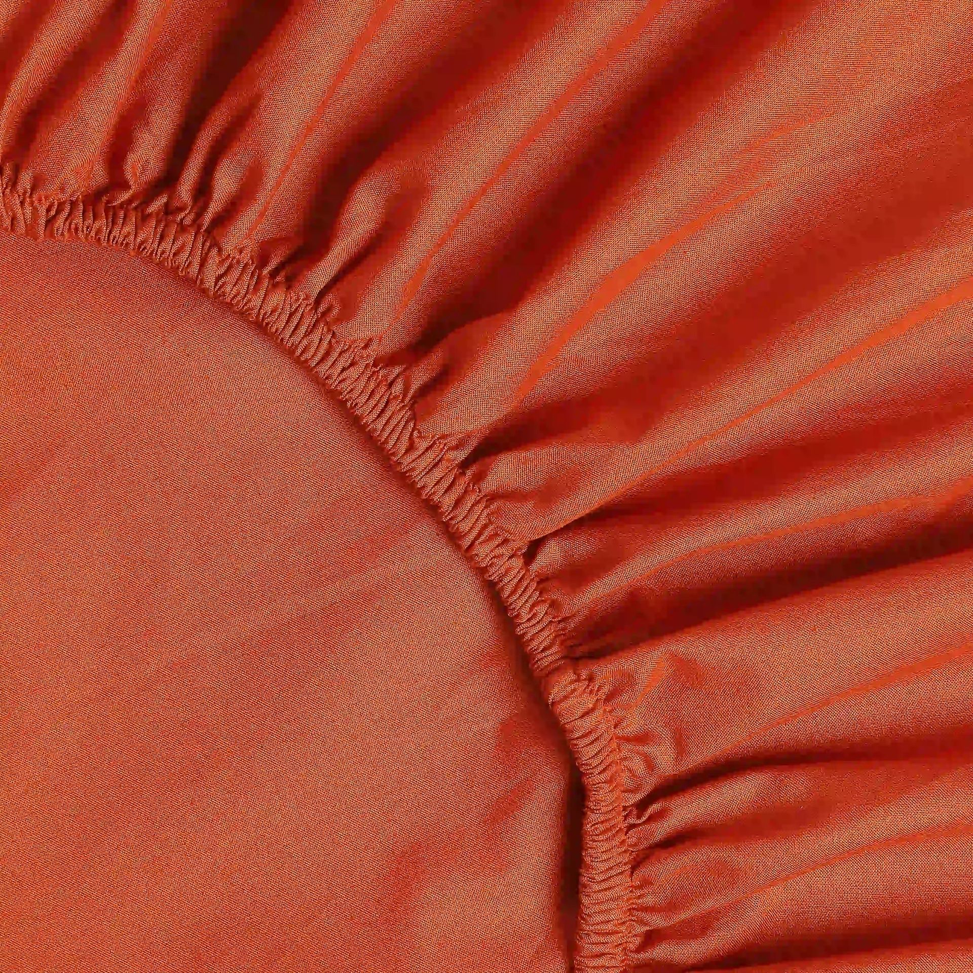 Solid Dyed 144 TC 100% Cotton Rust King Fitted Sheet Set | Paleto