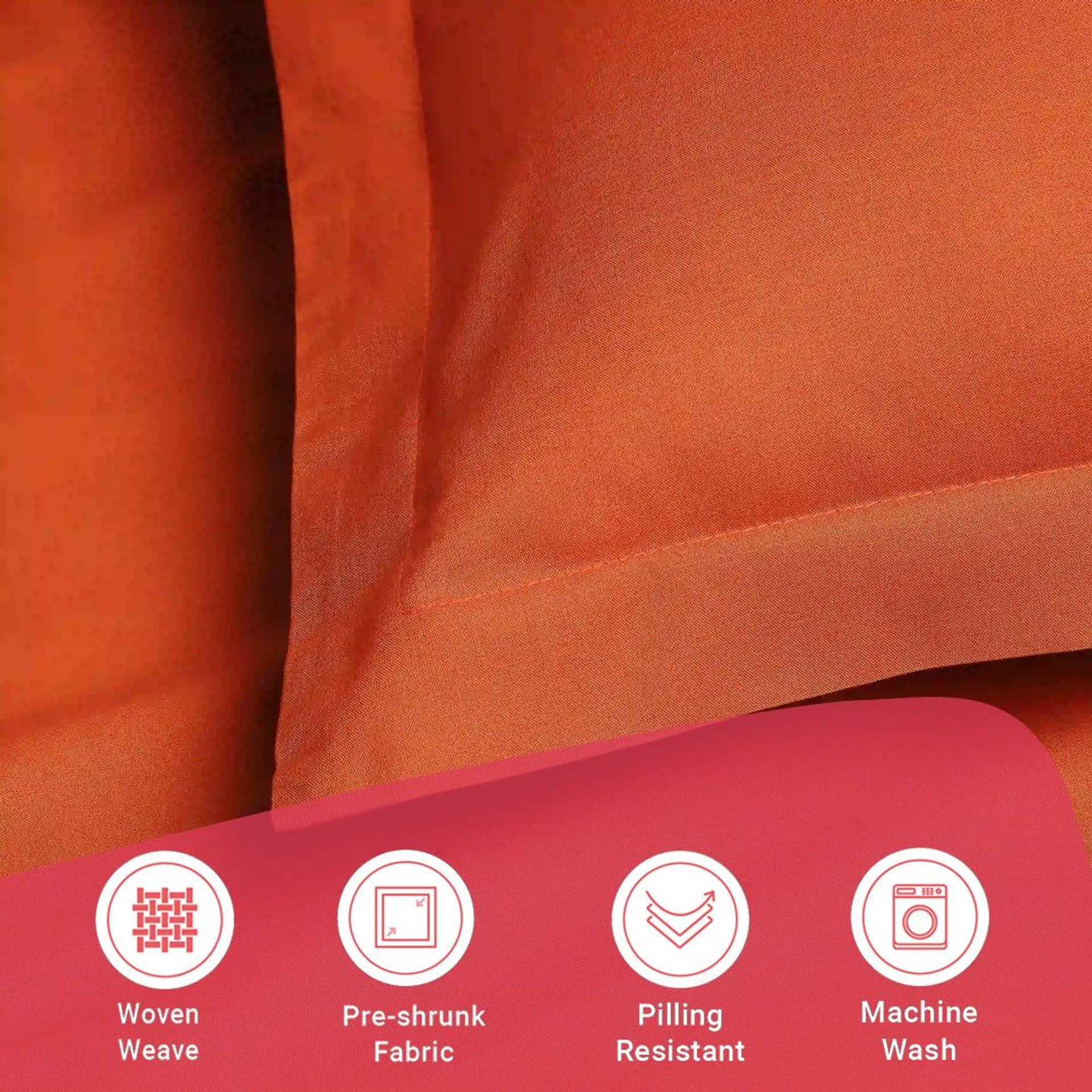 Solid Dyed 144 TC 100% Cotton Rust King Fitted Sheet Set | Paleto