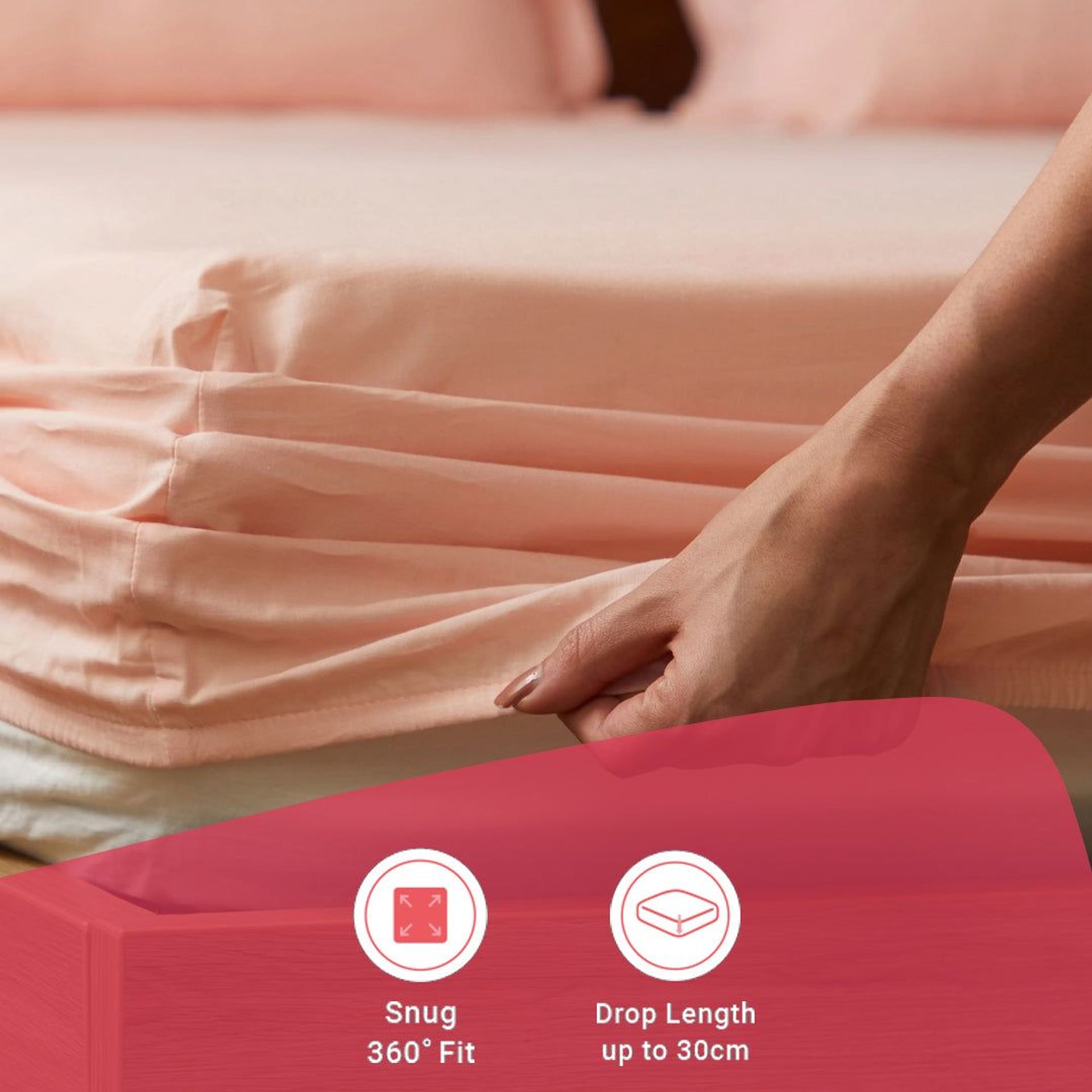 Solid Dyed 144 TC 100% Cotton Veiled Rose King Fitted Sheet Set | Paleto