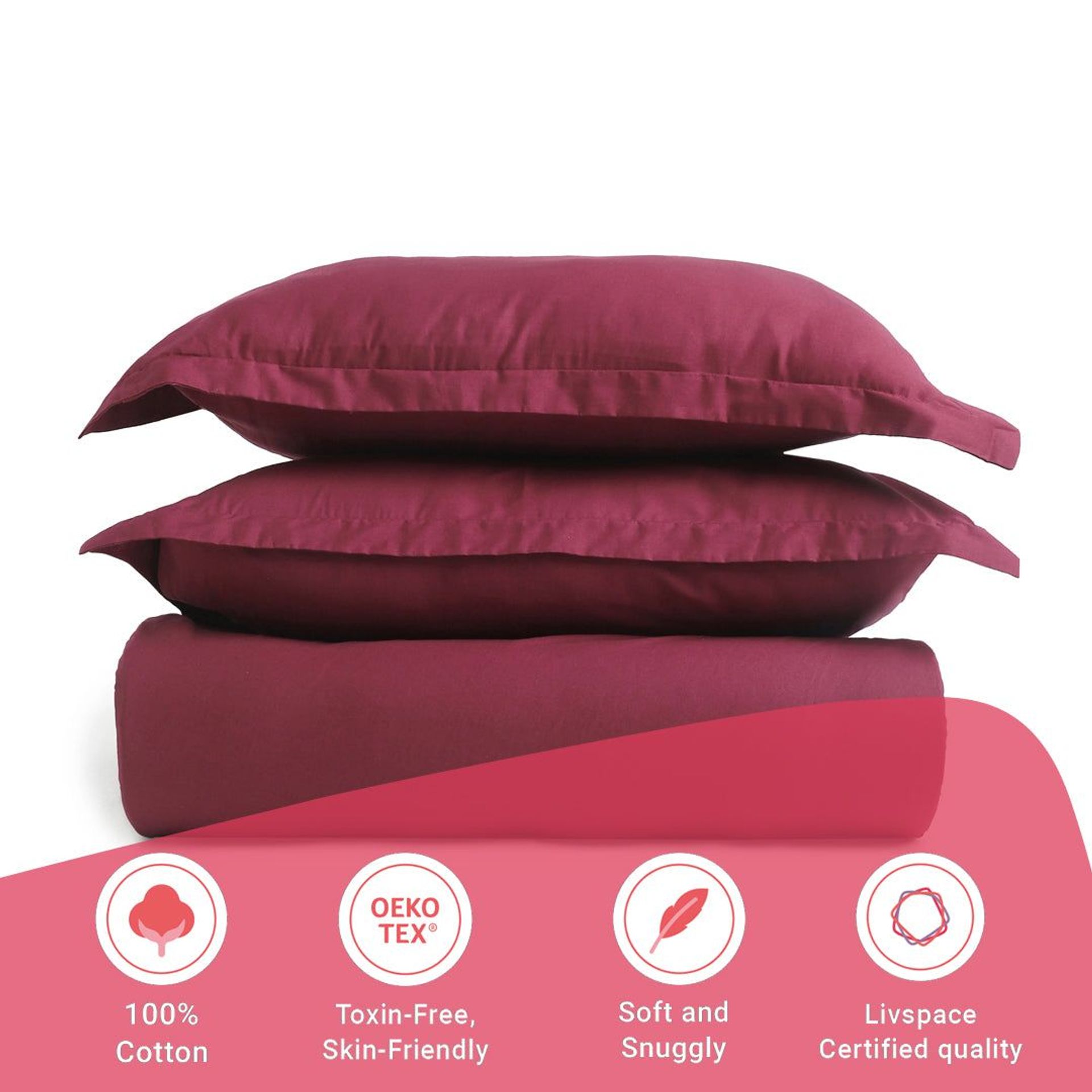 Solid Dyed 144 TC 100% Cotton Windsor Wine King Fitted Sheet Set | Paleto