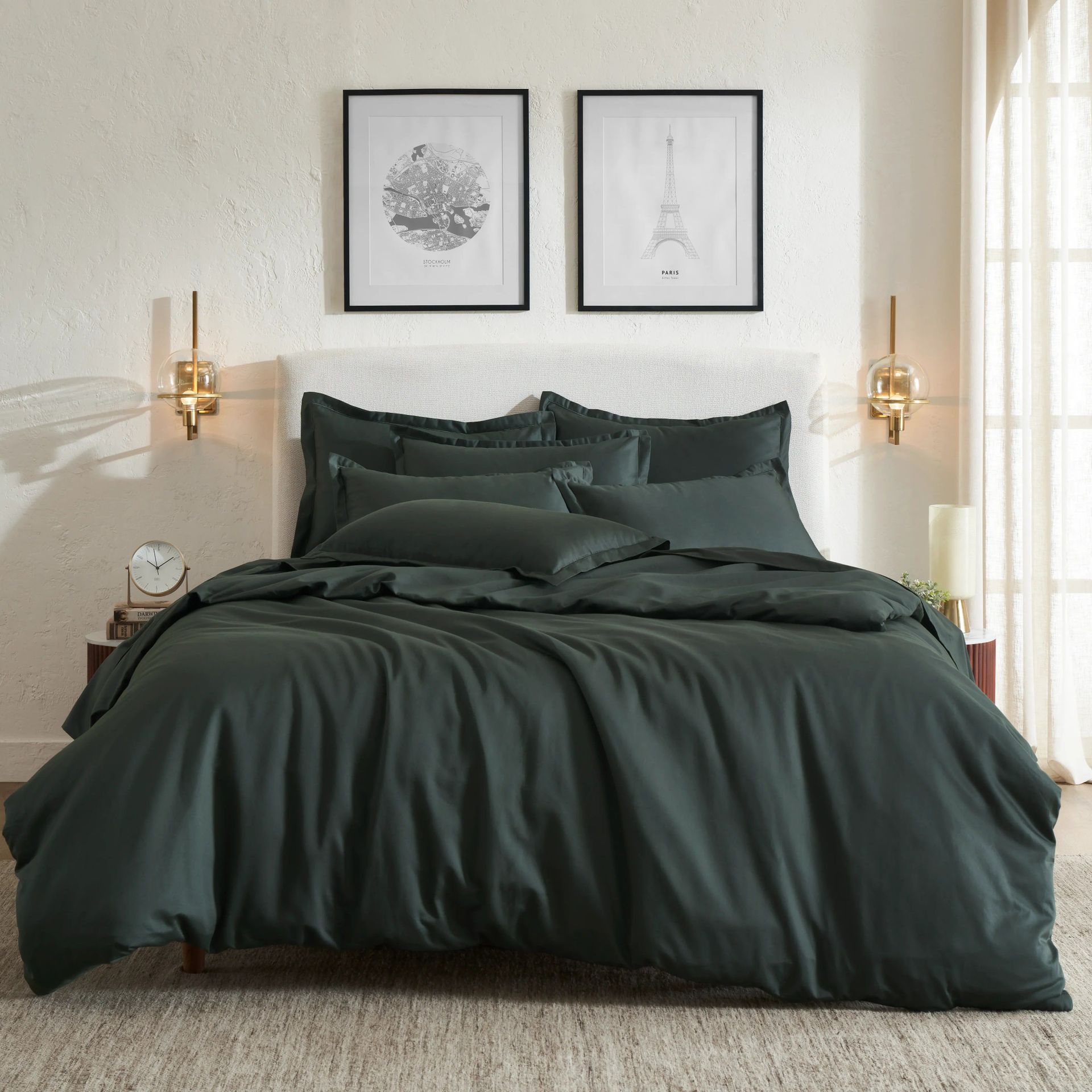 Solid Dyed 800 TC 100% Cotton Dark Grey Super King Bedsheet Set | Pelushe