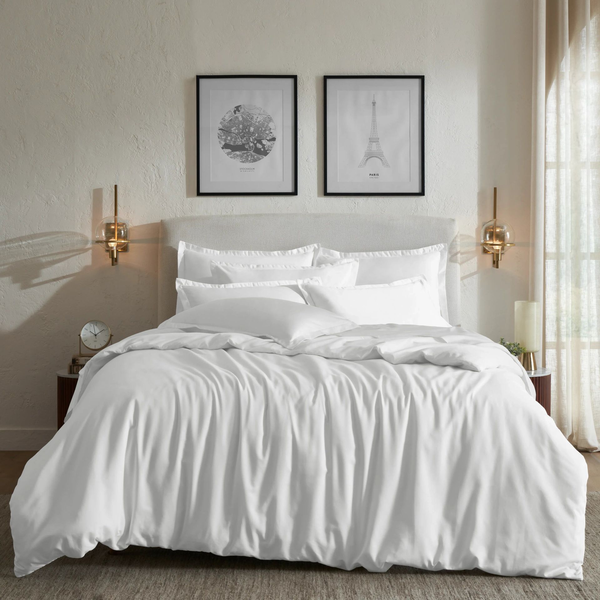 Solid Dyed 800 TC 100% Cotton White King Fitted Sheet Set | Pelushe