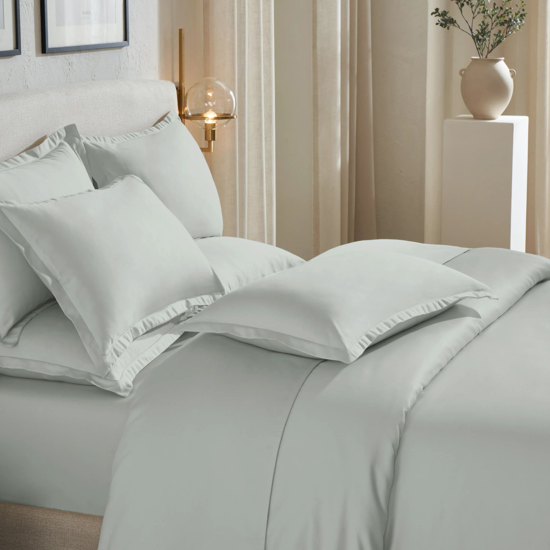 Solid Dyed 800 TC 100% Cotton Silver King Fitted Sheet Set | Pelushe