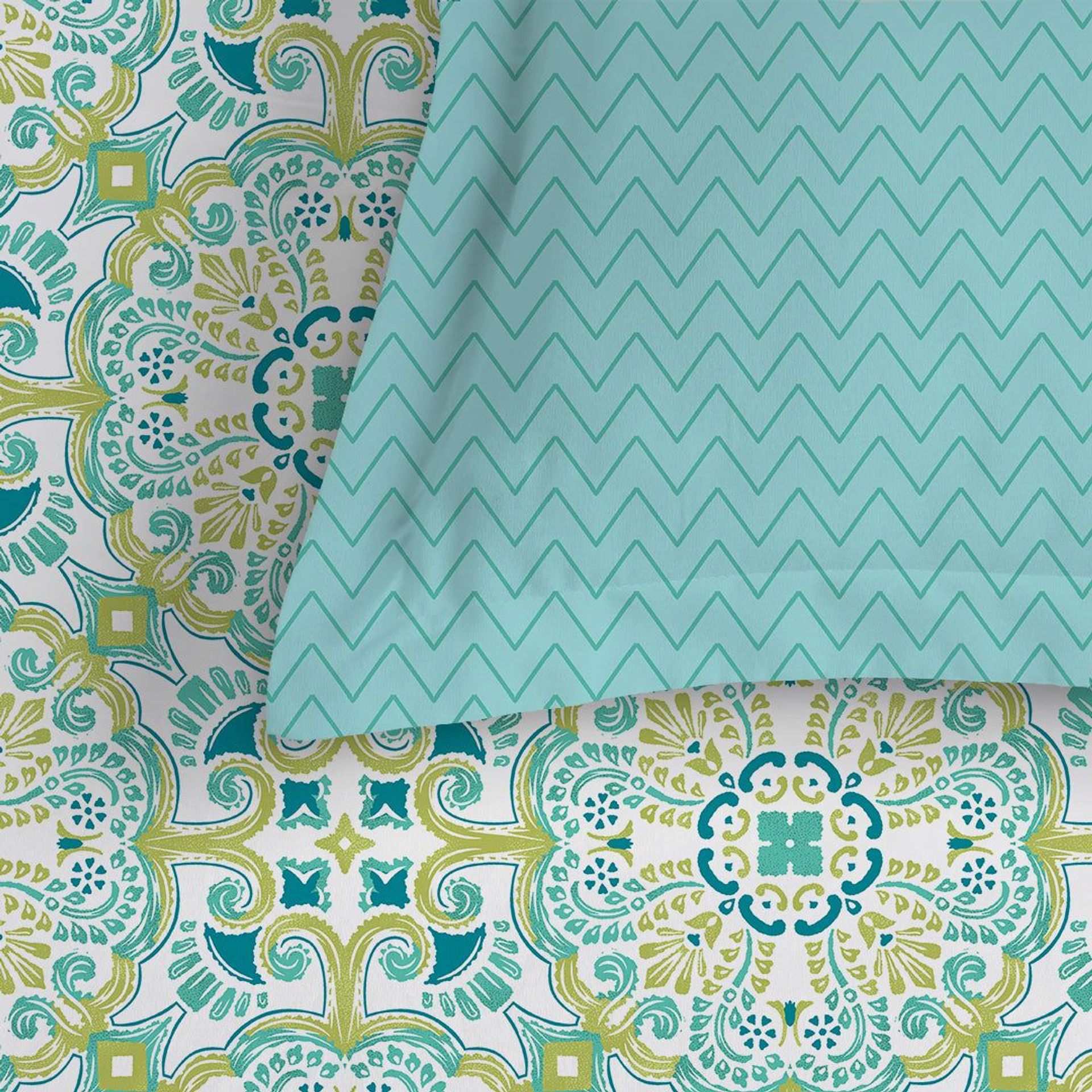 Ethnic 144 TC 100% Cotton Teal Queen Bedsheet Set | Pure Nest