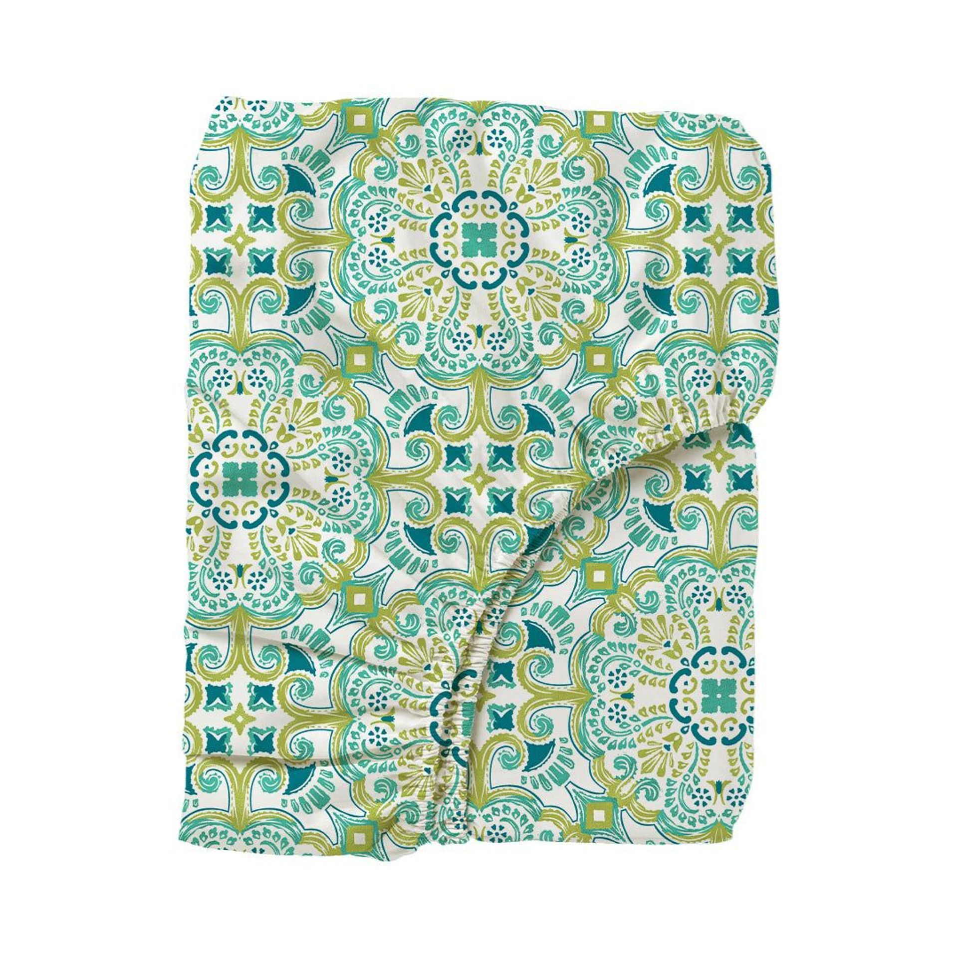 Ethnic 144 TC 100% Cotton Teal Queen Fitted Sheet Set | Pure Nest